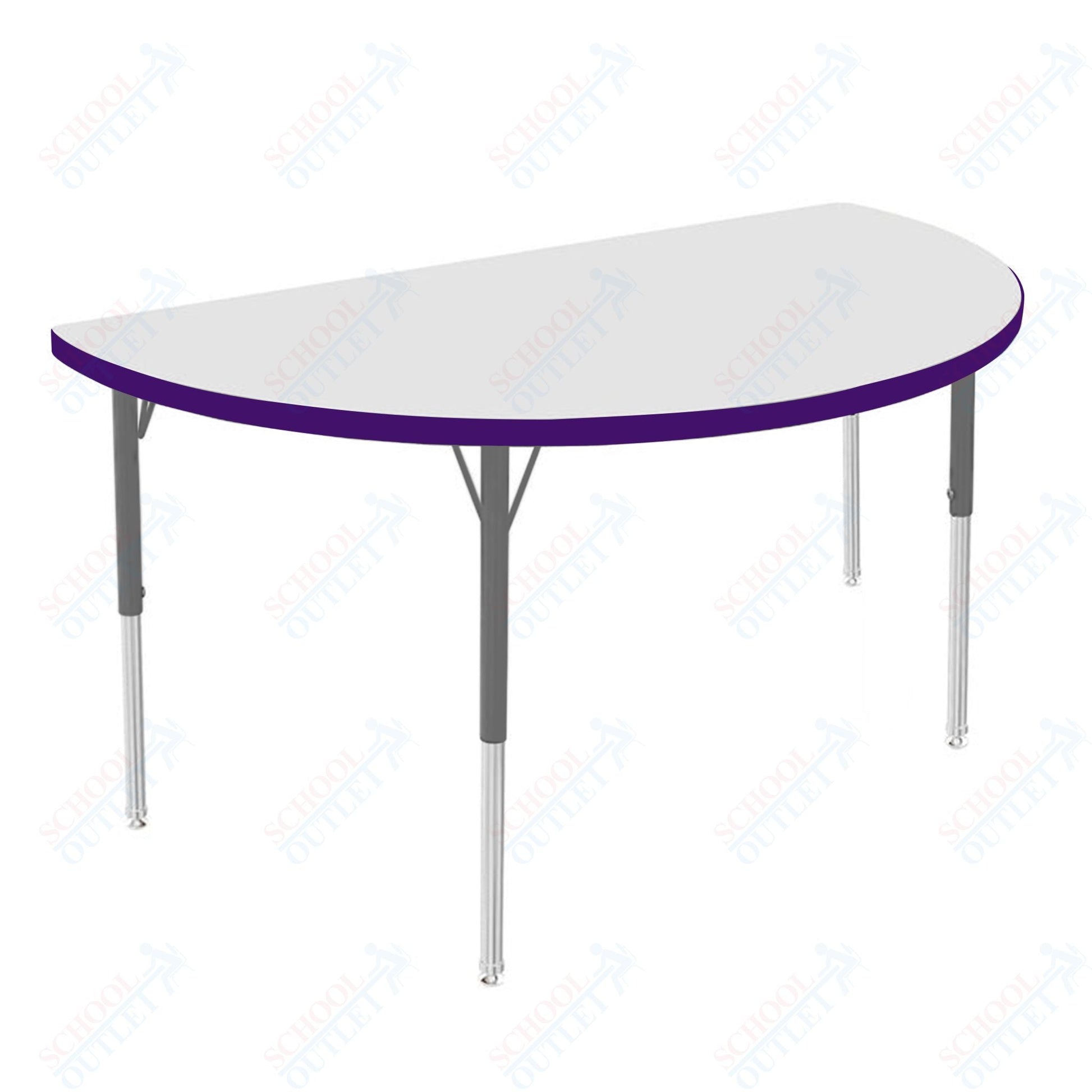 Marco MG2200 Series 48" Half Round Activity Table w/ Dry Erase Top Adj Height 21" - 30" (MG2277 - DB) - SchoolOutlet