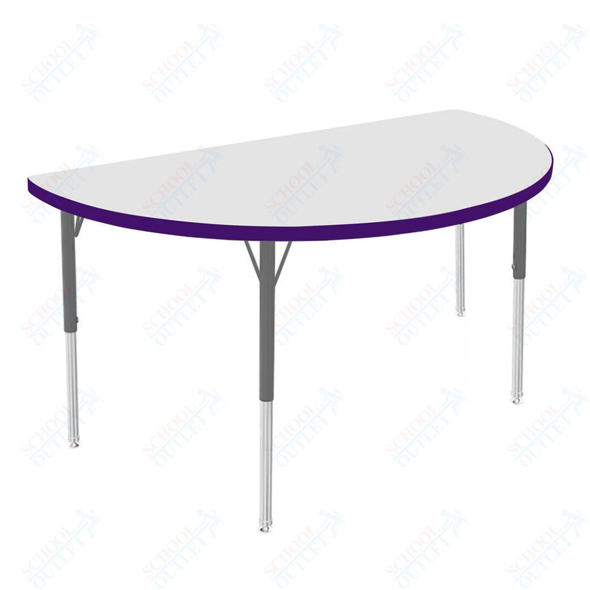 Marco MG2200 Series 48" Half Round Activity Table w/ Dry Erase Top Adj Height 21" - 30" (MG2277 - DB) - SchoolOutlet