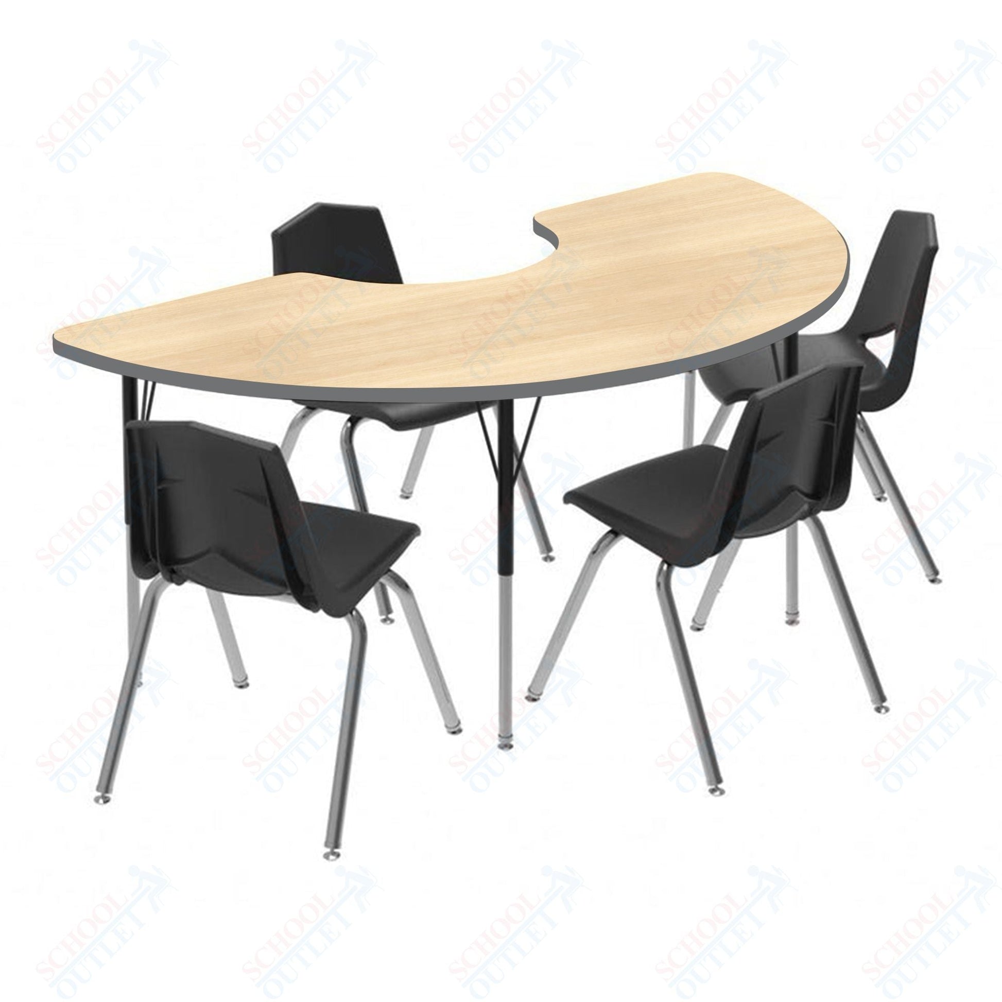 Marco MG2200 Series Half Moon Activity Table 36" x 72" Adjustable Height 21" - 30" (MG2279 - MB) - SchoolOutlet