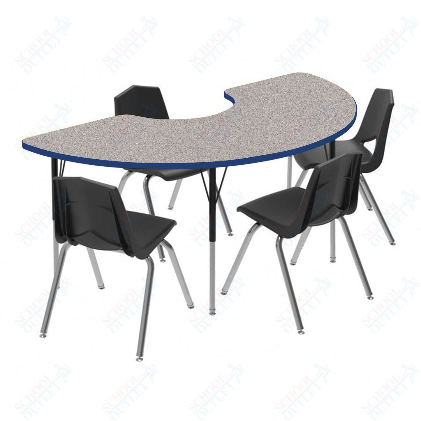 Marco MG2200 Series Half Moon Activity Table 36" x 72" Adjustable Height 21" - 30" (MG2279 - MB) - SchoolOutlet