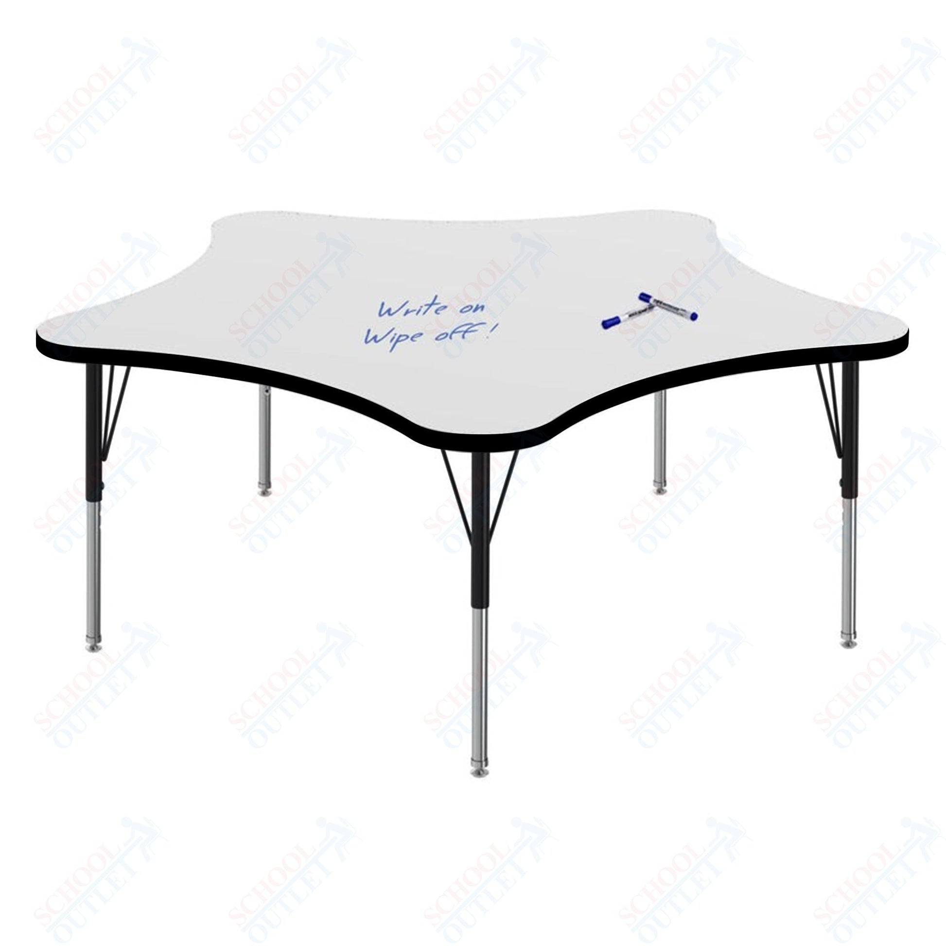 Marco MG2200 Series 60" 5 - Star Preschool Table w/ Dry Erase Top Adj Height 16" - 24" (MG2281 - DA) - SchoolOutlet