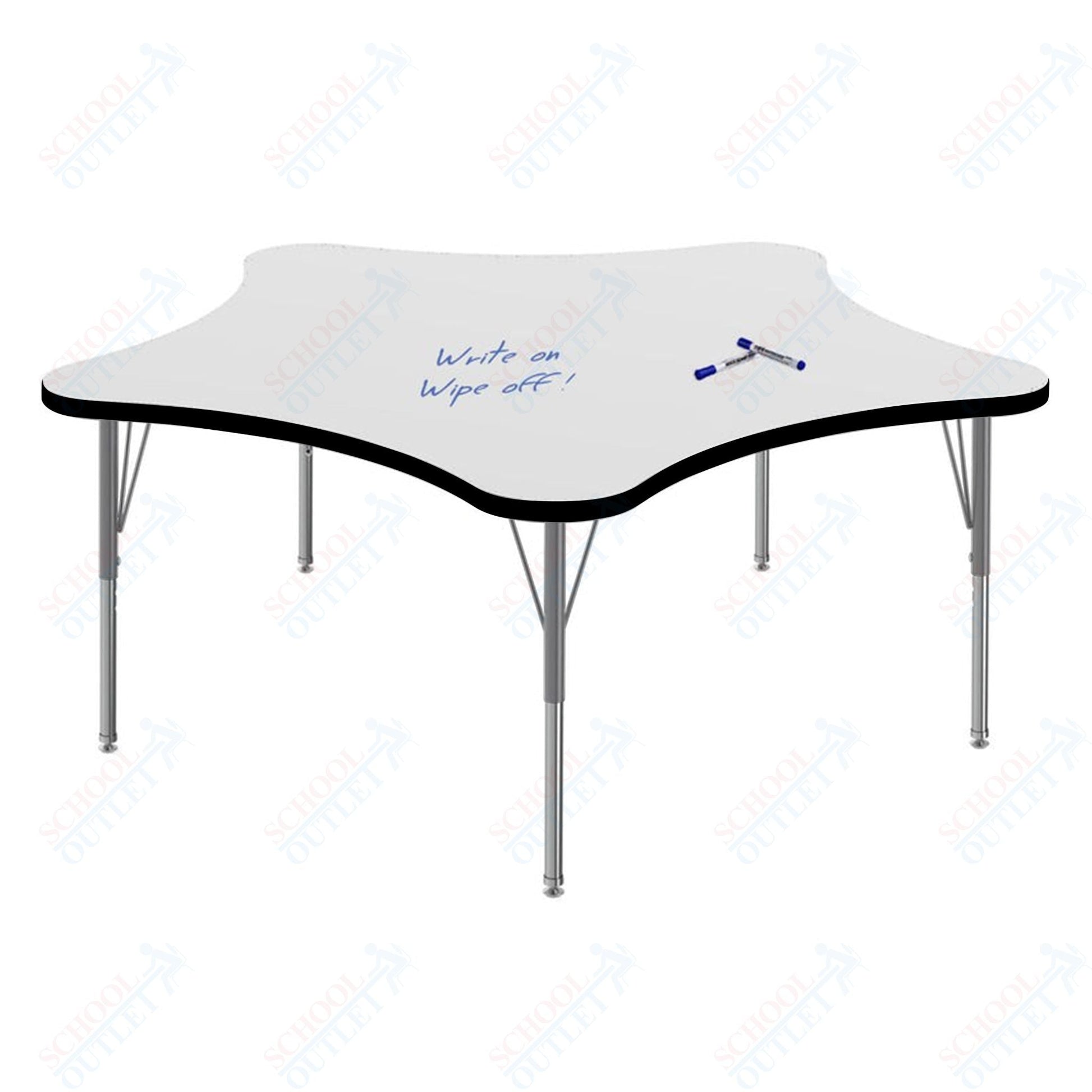 Marco MG2200 Series 60" 5 - Star Preschool Table w/ Dry Erase Top Adj Height 16" - 24" (MG2281 - DA) - SchoolOutlet