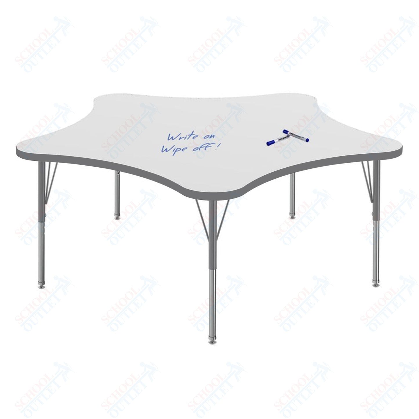 Marco MG2200 Series 60" 5 - Star Preschool Table w/ Dry Erase Top Adj Height 16" - 24" (MG2281 - DA) - SchoolOutlet