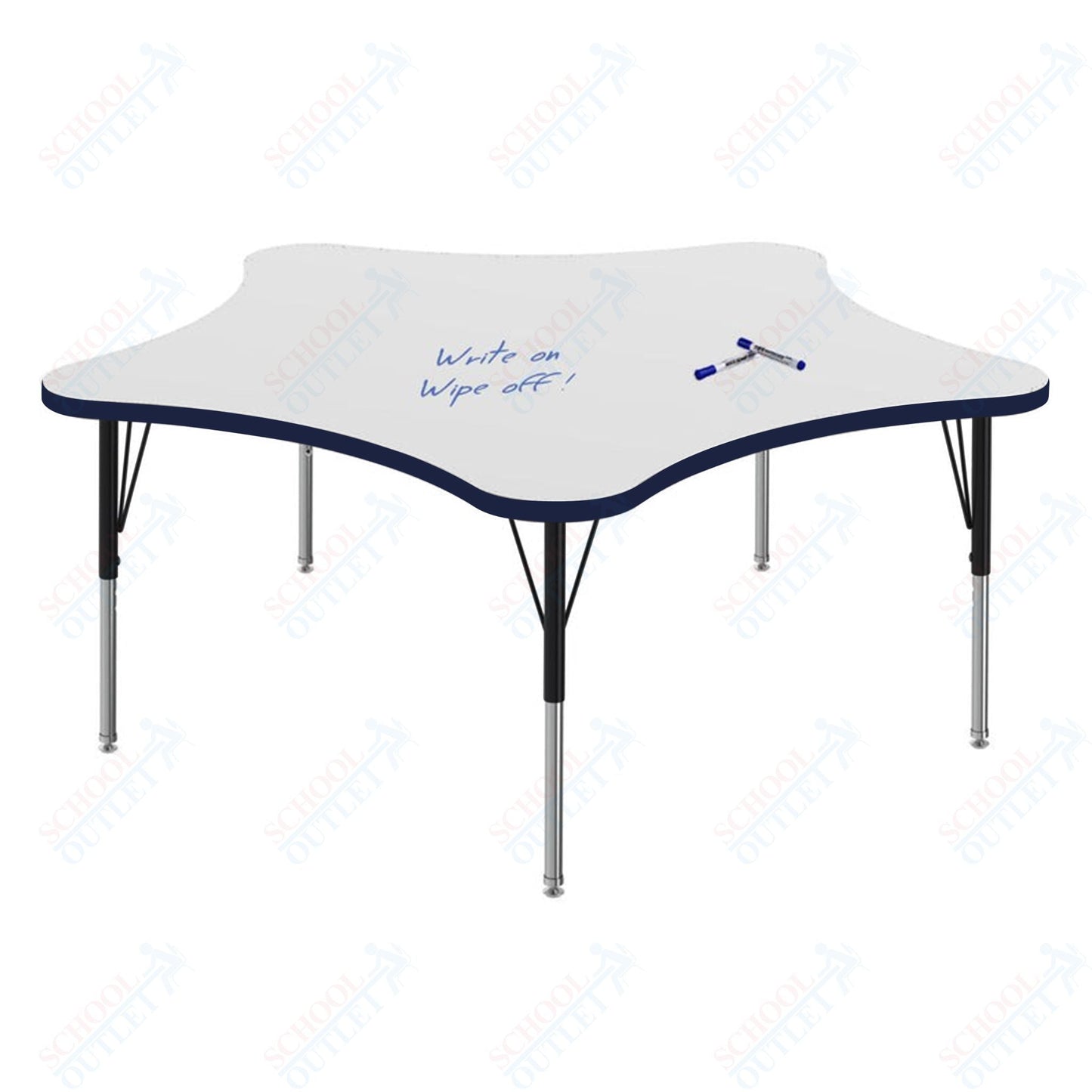 Marco MG2200 Series 60" 5 - Star Preschool Table w/ Dry Erase Top Adj Height 16" - 24" (MG2281 - DA) - SchoolOutlet