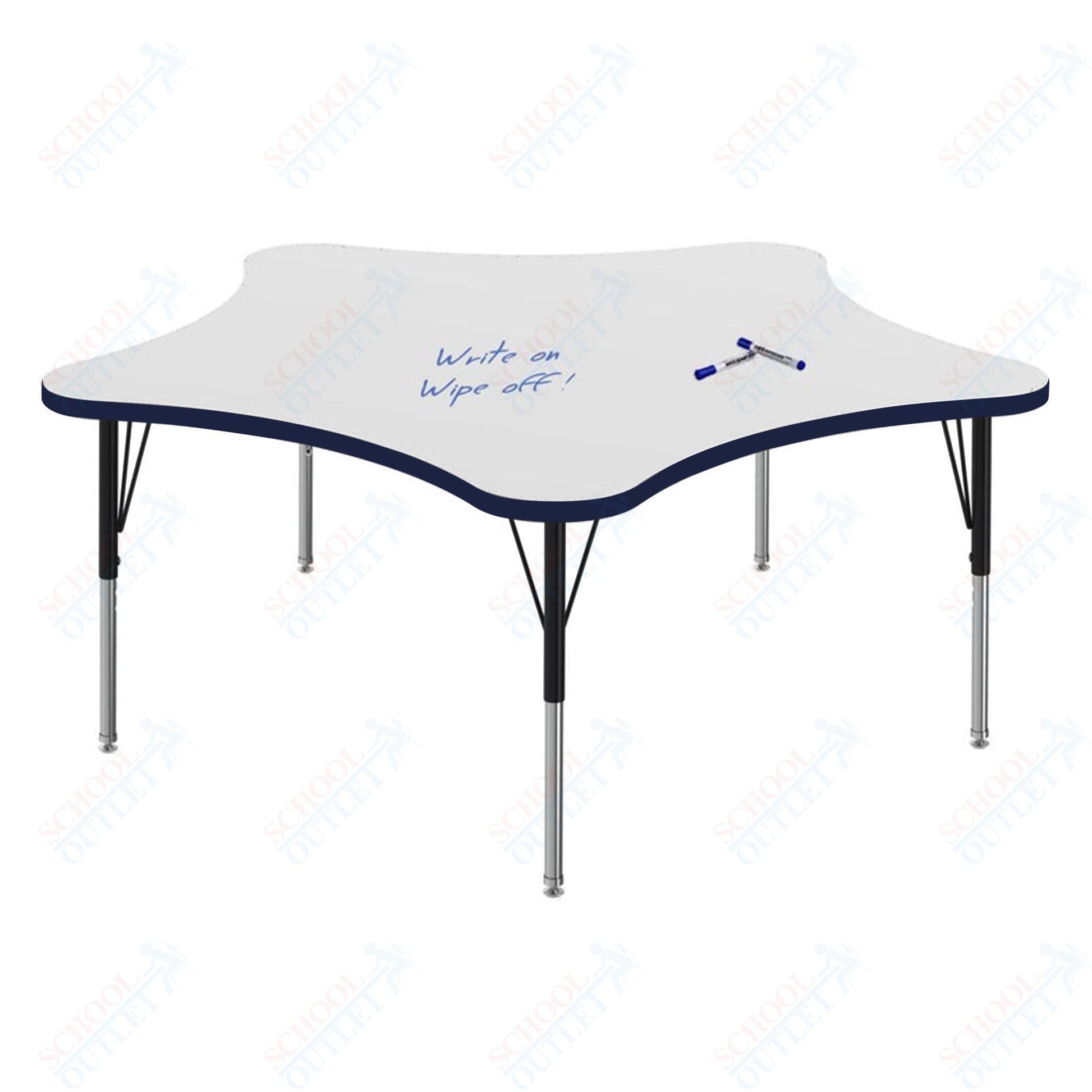 Marco MG2200 Series 60" 5 - Star Preschool Table w/ Dry Erase Top Adj Height 16" - 24" (MG2281 - DA) - SchoolOutlet