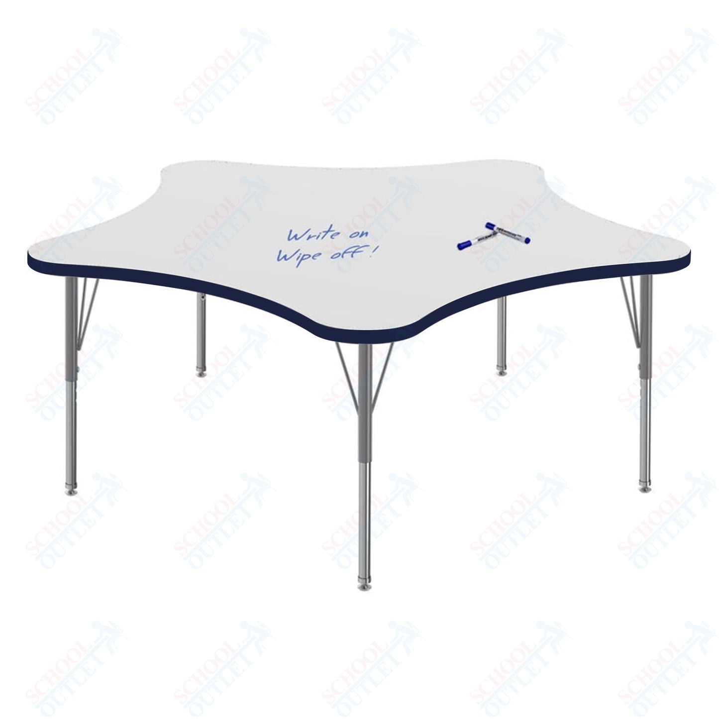 Marco MG2200 Series 60" 5 - Star Preschool Table w/ Dry Erase Top Adj Height 16" - 24" (MG2281 - DA) - SchoolOutlet