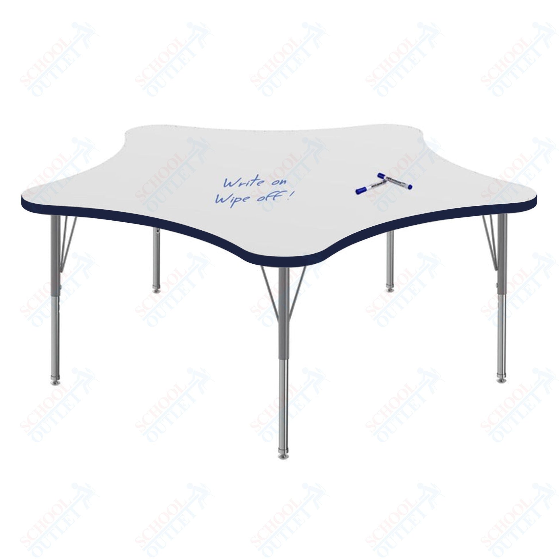 Marco MG2200 Series 60" 5 - Star Preschool Table w/ Dry Erase Top Adj Height 16" - 24" (MG2281 - DA) - SchoolOutlet