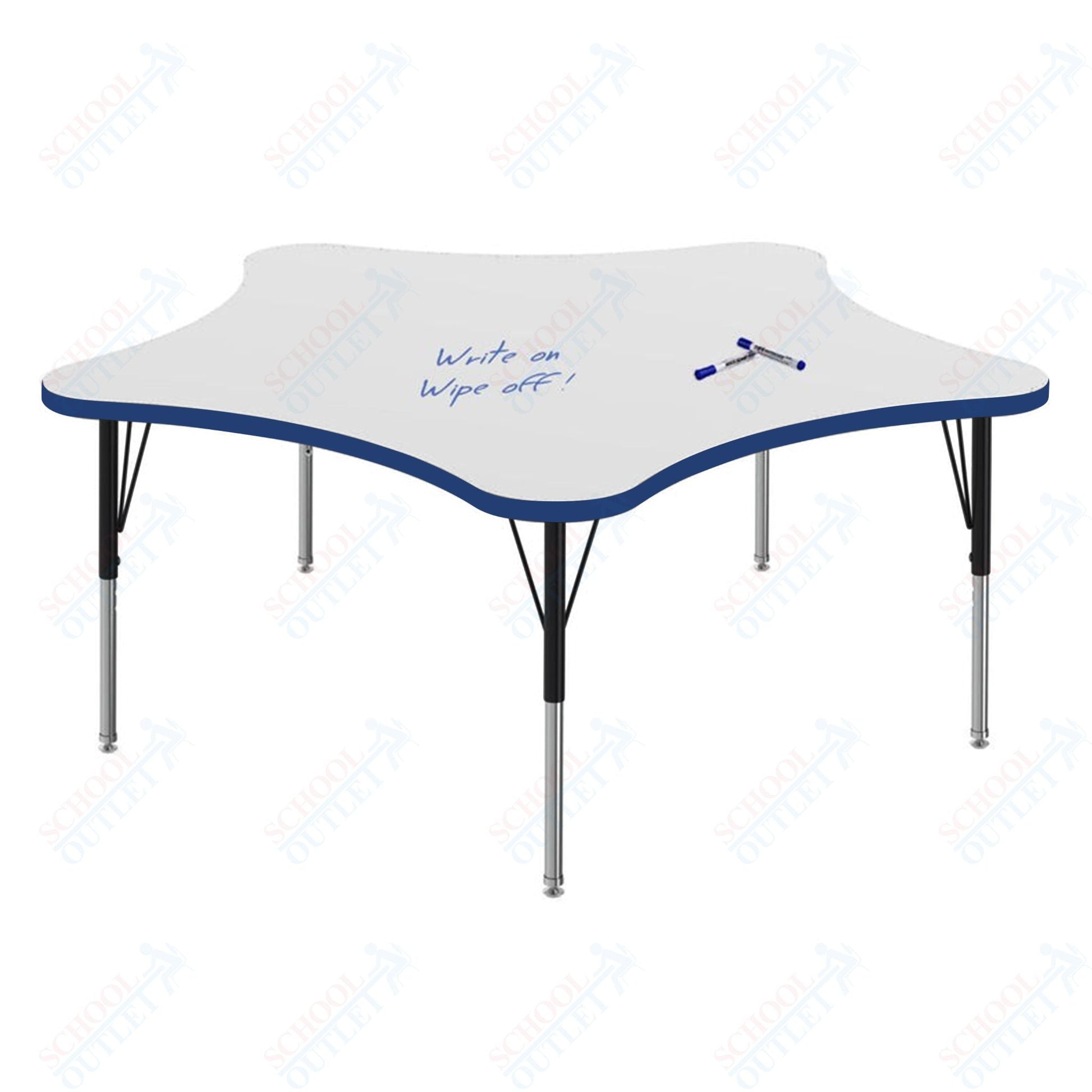 Marco MG2200 Series 60" 5 - Star Preschool Table w/ Dry Erase Top Adj Height 16" - 24" (MG2281 - DA) - SchoolOutlet