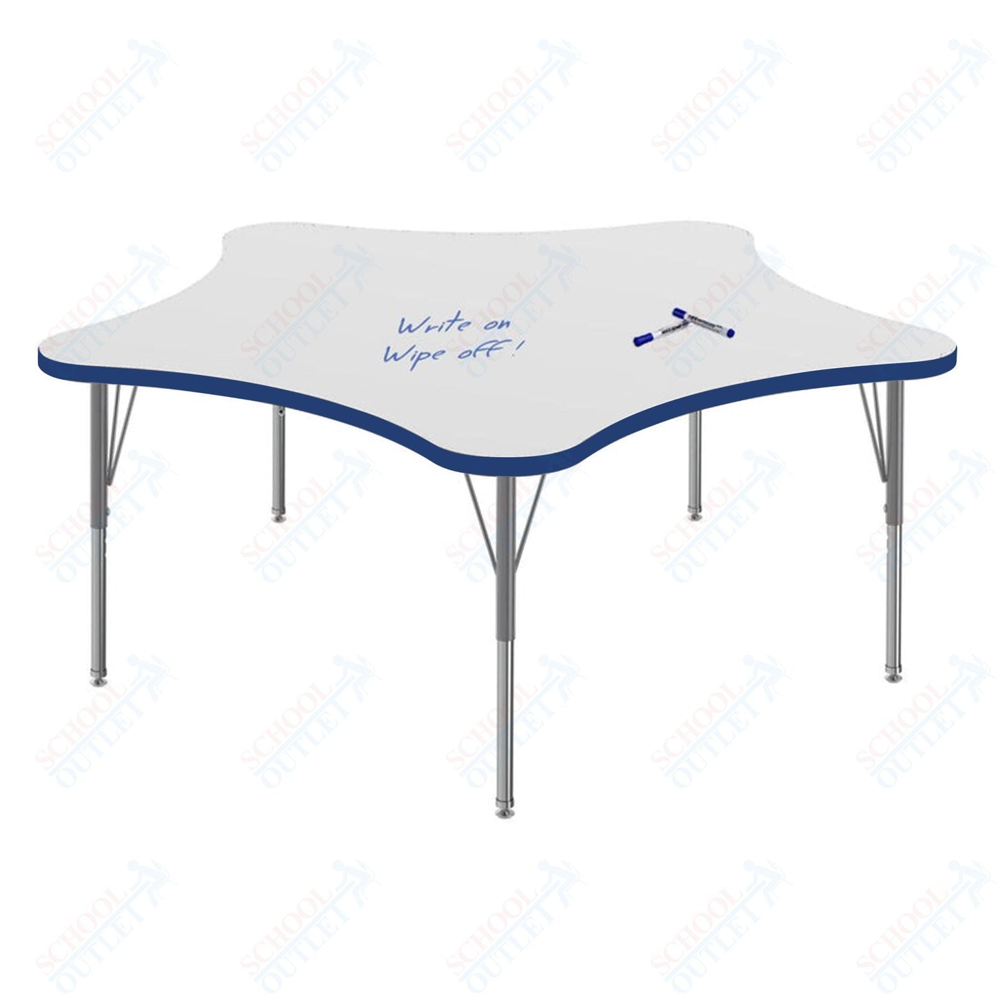 Marco MG2200 Series 60" 5 - Star Preschool Table w/ Dry Erase Top Adj Height 16" - 24" (MG2281 - DA) - SchoolOutlet