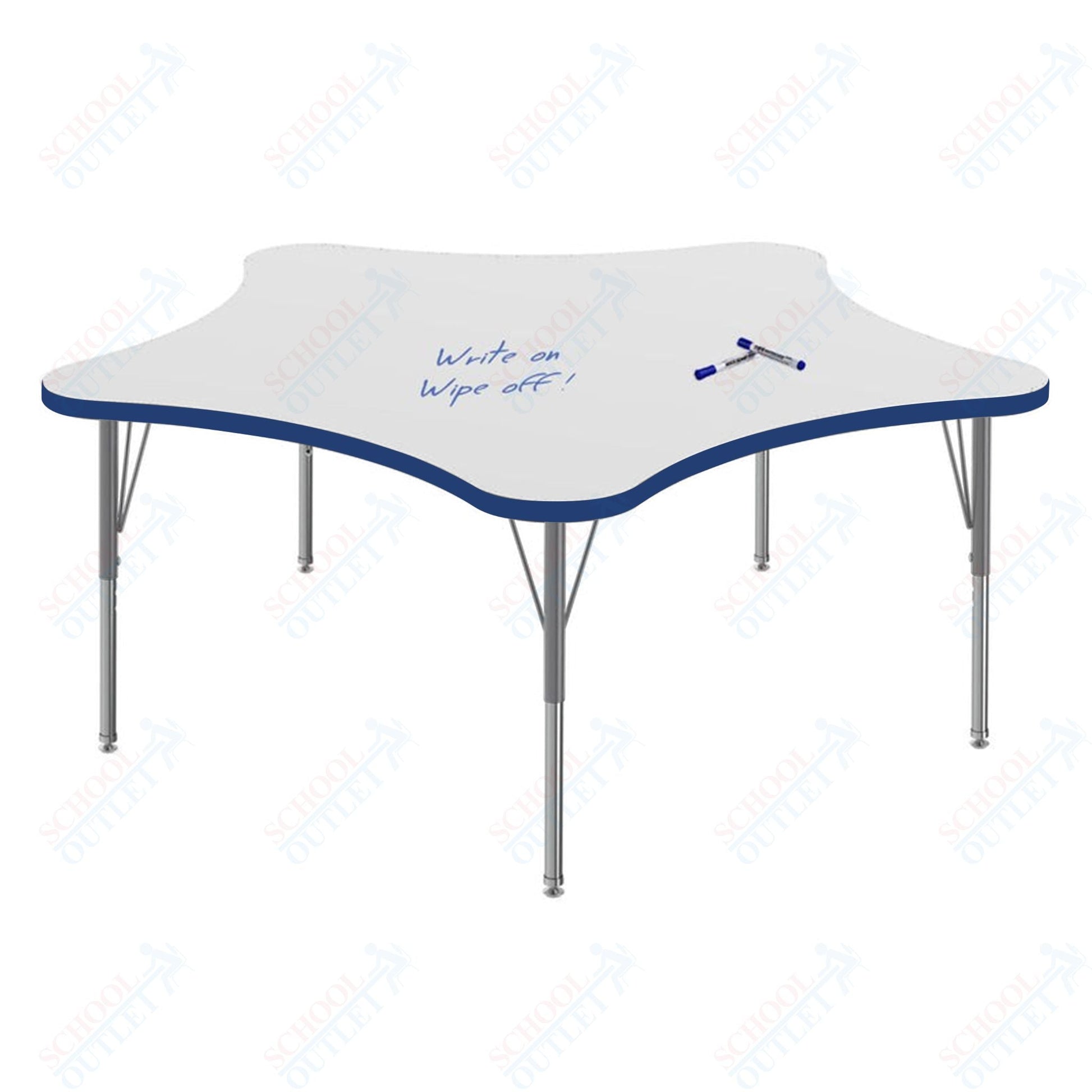 Marco MG2200 Series 60" 5 - Star Preschool Table w/ Dry Erase Top Adj Height 16" - 24" (MG2281 - DA) - SchoolOutlet