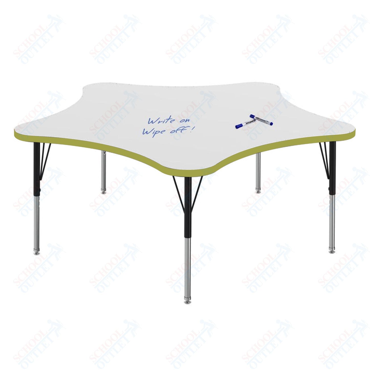 Marco MG2200 Series 60" 5 - Star Preschool Table w/ Dry Erase Top Adj Height 16" - 24" (MG2281 - DA) - SchoolOutlet