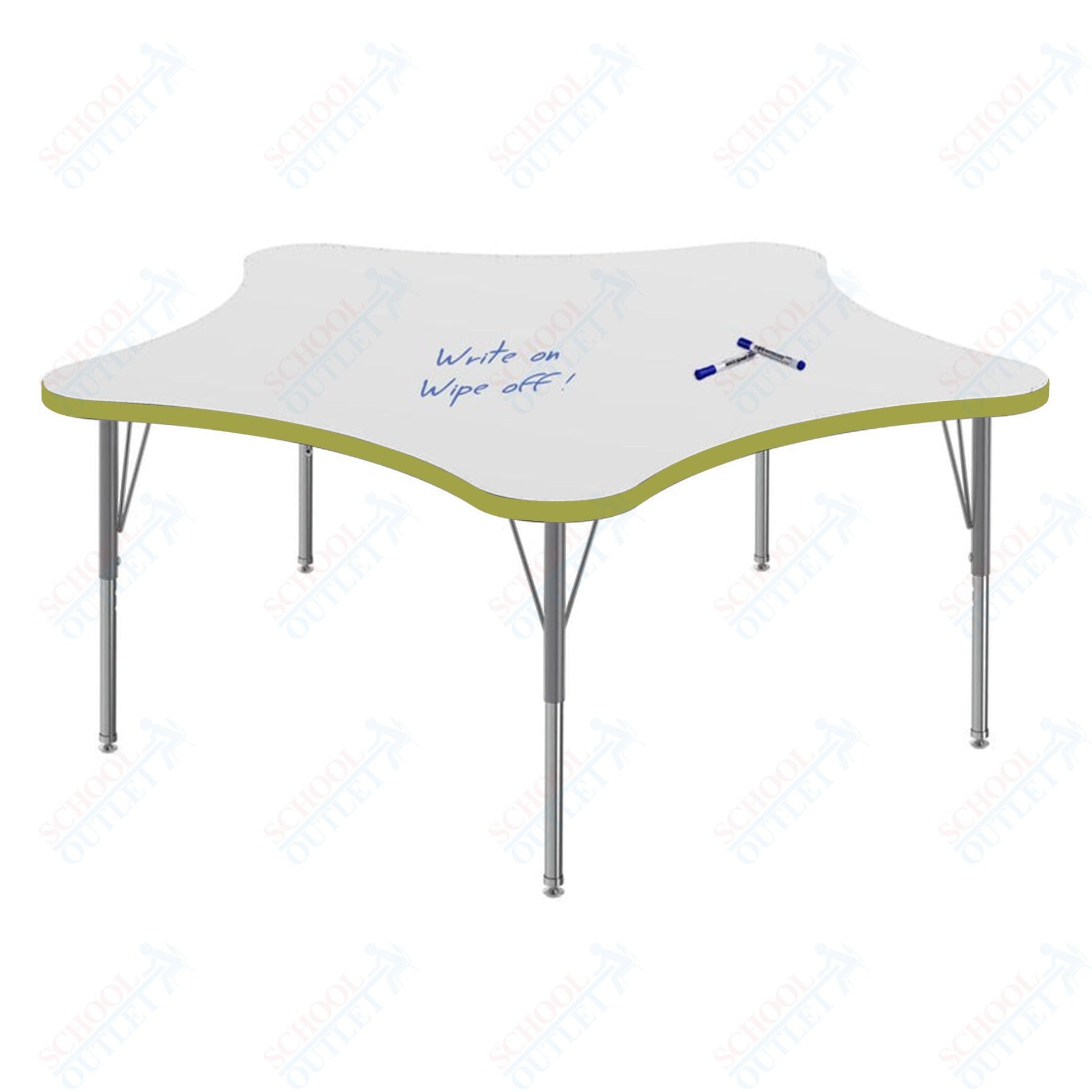 Marco MG2200 Series 60" 5 - Star Preschool Table w/ Dry Erase Top Adj Height 16" - 24" (MG2281 - DA) - SchoolOutlet