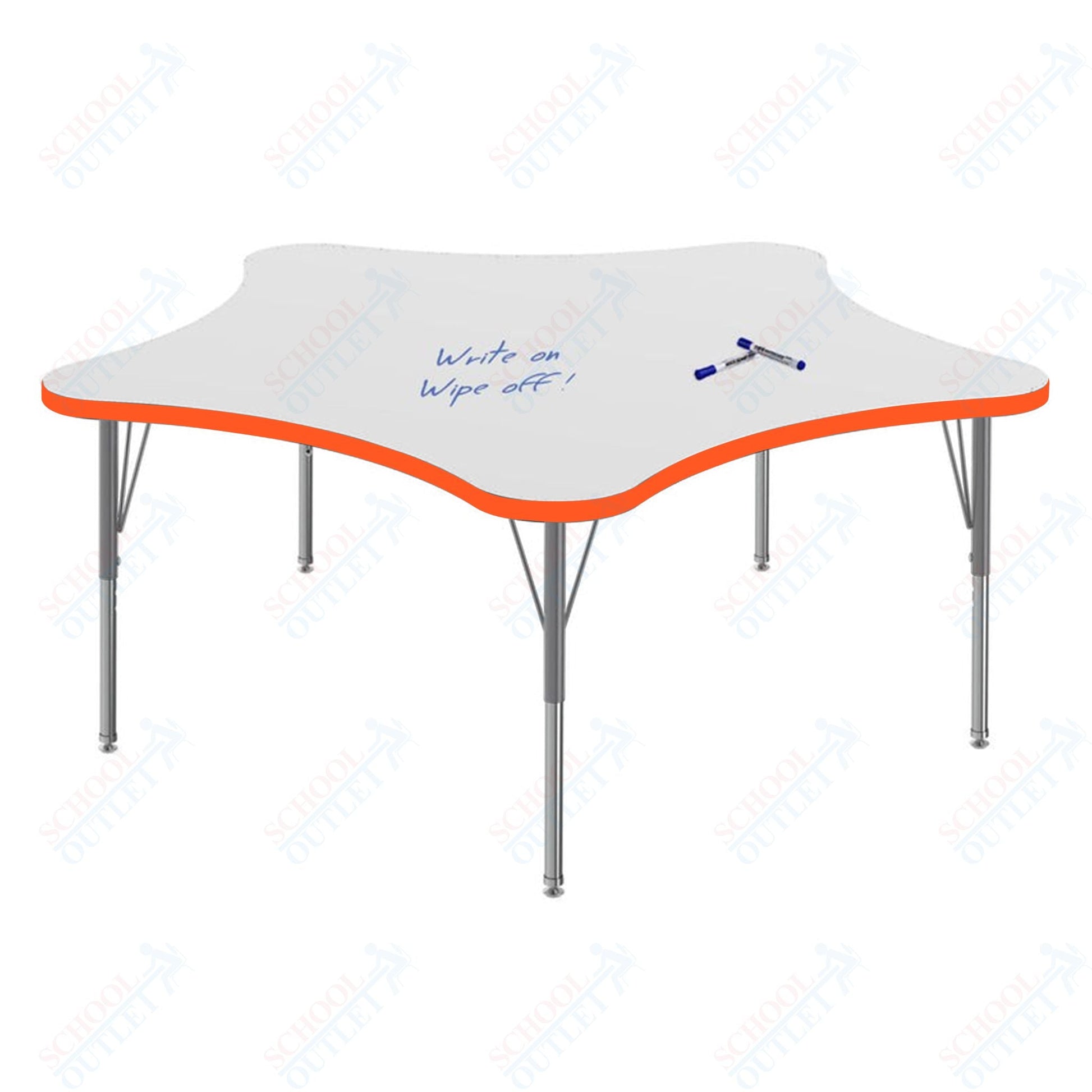 Marco MG2200 Series 60" 5 - Star Preschool Table w/ Dry Erase Top Adj Height 16" - 24" (MG2281 - DA) - SchoolOutlet