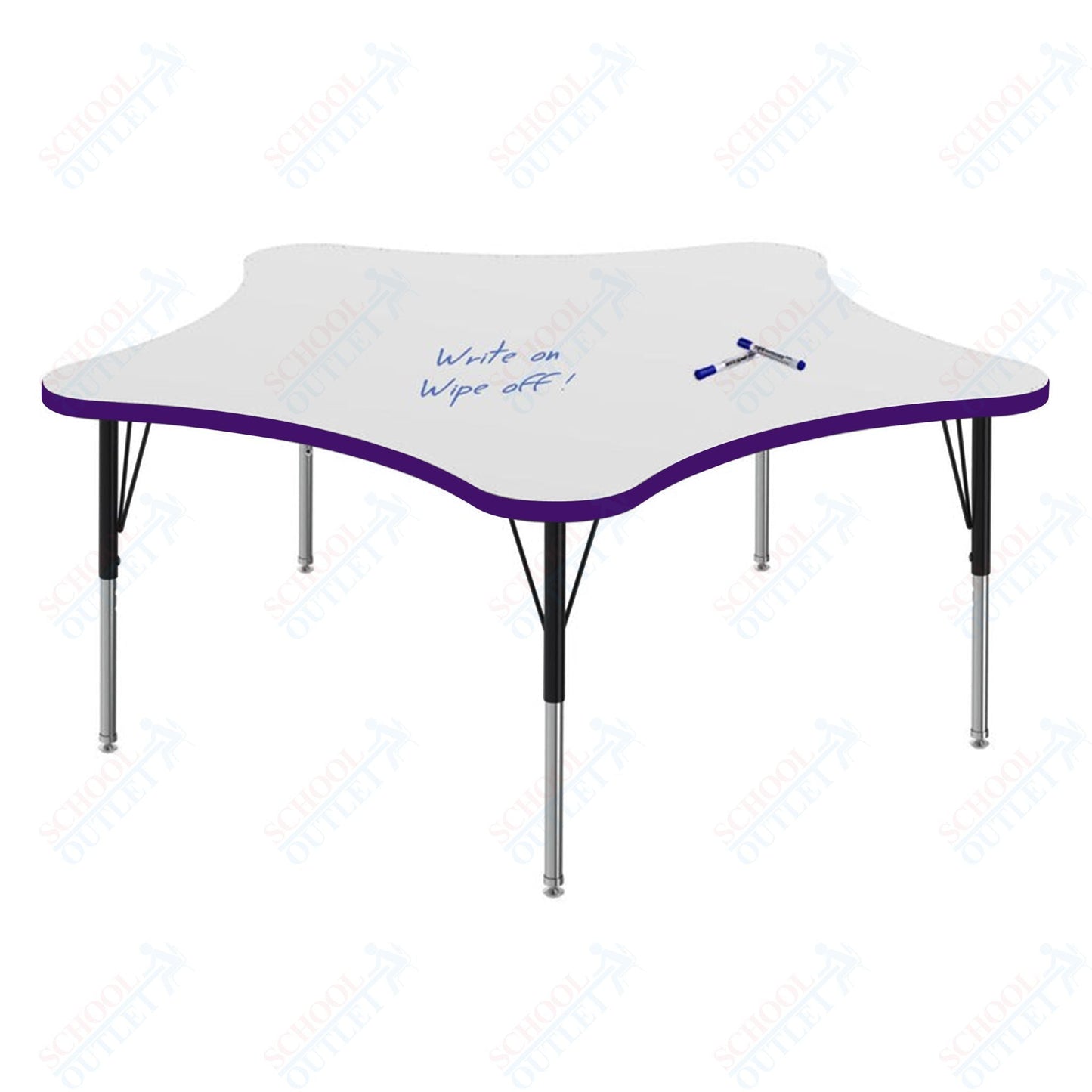 Marco MG2200 Series 60" 5 - Star Preschool Table w/ Dry Erase Top Adj Height 16" - 24" (MG2281 - DA) - SchoolOutlet
