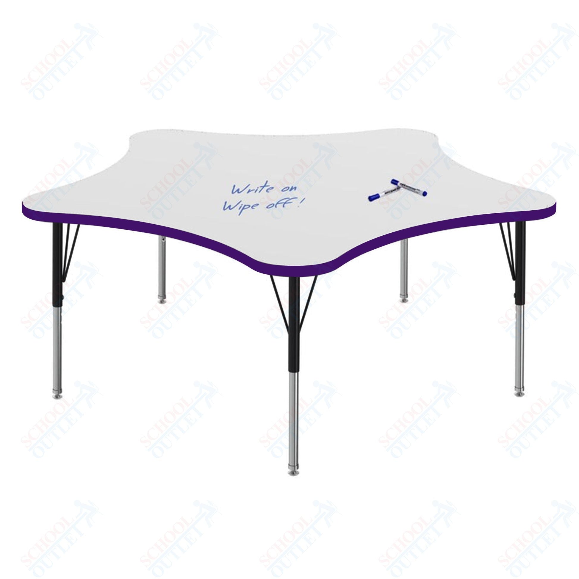 Marco MG2200 Series 60" 5 - Star Preschool Table w/ Dry Erase Top Adj Height 16" - 24" (MG2281 - DA) - SchoolOutlet