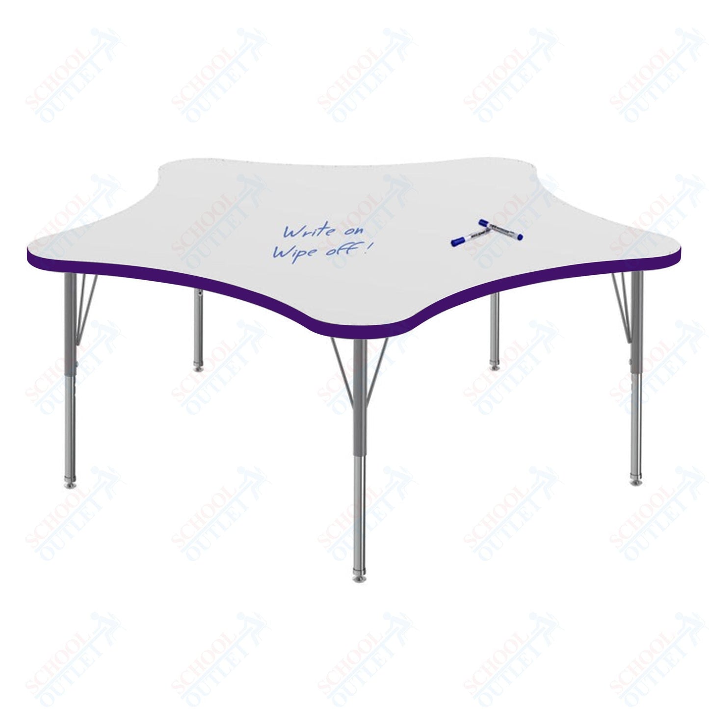 Marco MG2200 Series 60" 5 - Star Preschool Table w/ Dry Erase Top Adj Height 16" - 24" (MG2281 - DA) - SchoolOutlet