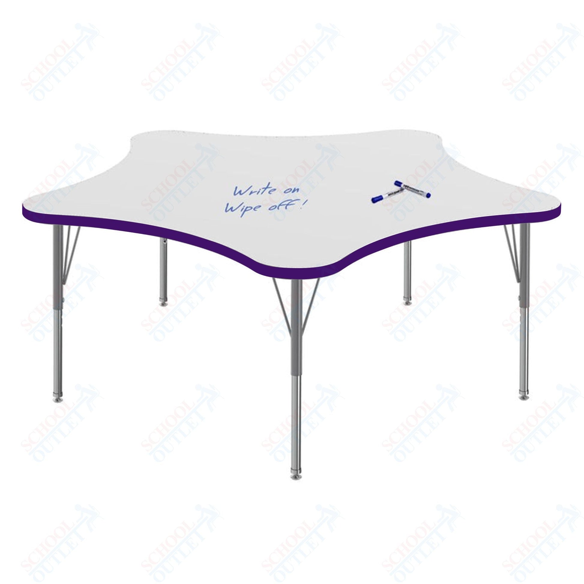 Marco MG2200 Series 60" 5 - Star Preschool Table w/ Dry Erase Top Adj Height 16" - 24" (MG2281 - DA) - SchoolOutlet