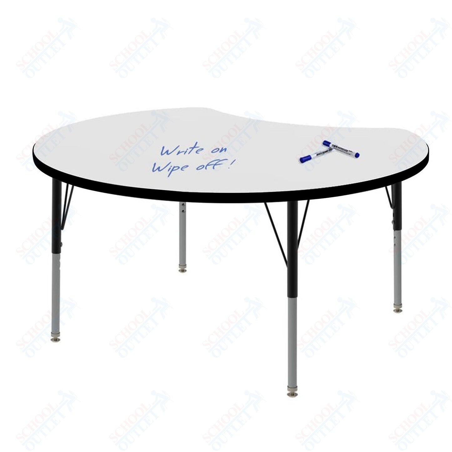 Marco MG2200 Series 48" Scoop Preschool Table w/ Dry Erase Top Adj Height 16" - 24" (MG2296 - DA) - SchoolOutlet