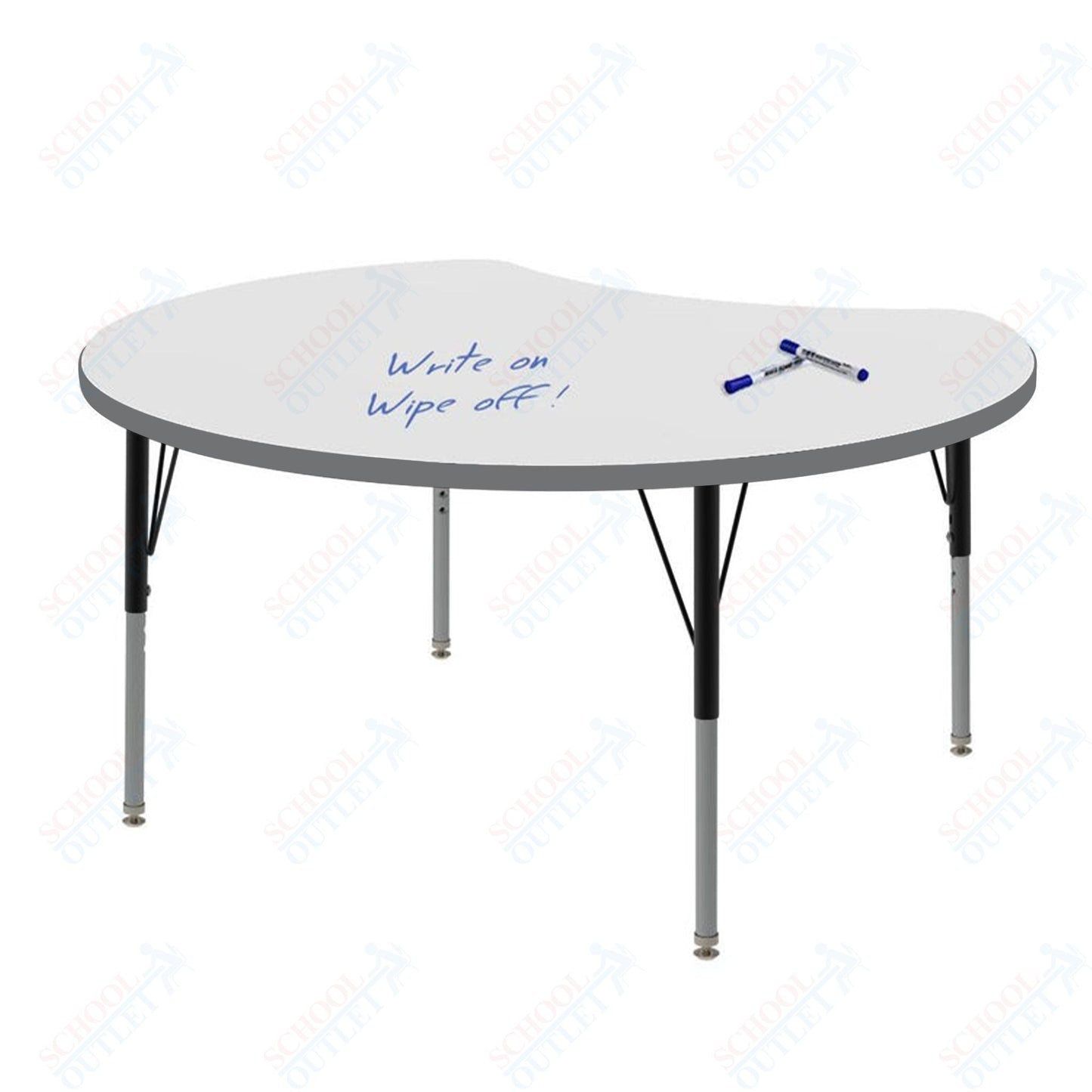 Marco MG2200 Series 48" Scoop Preschool Table w/ Dry Erase Top Adj Height 16" - 24" (MG2296 - DA) - SchoolOutlet