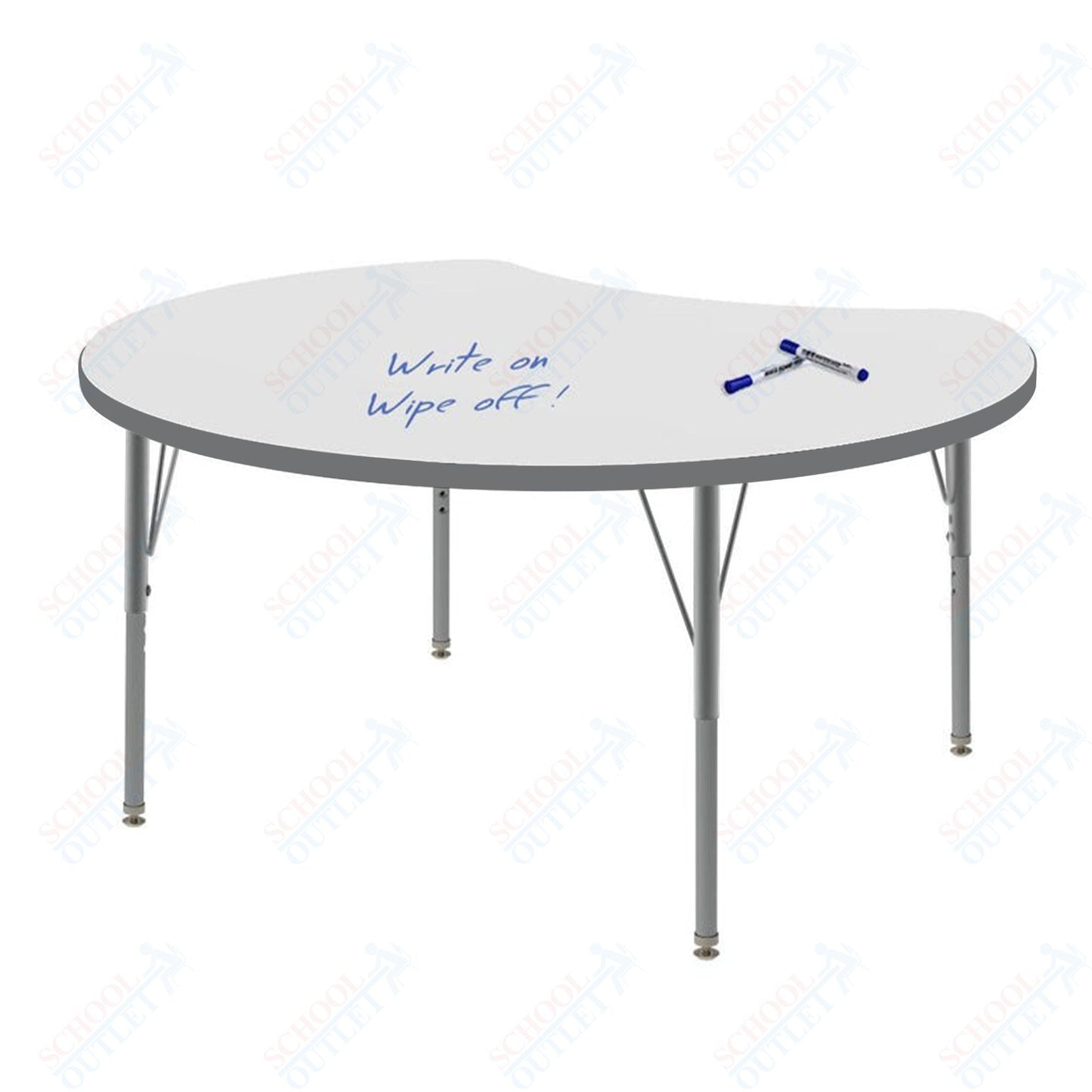 Marco MG2200 Series 48" Scoop Preschool Table w/ Dry Erase Top Adj Height 16" - 24" (MG2296 - DA) - SchoolOutlet