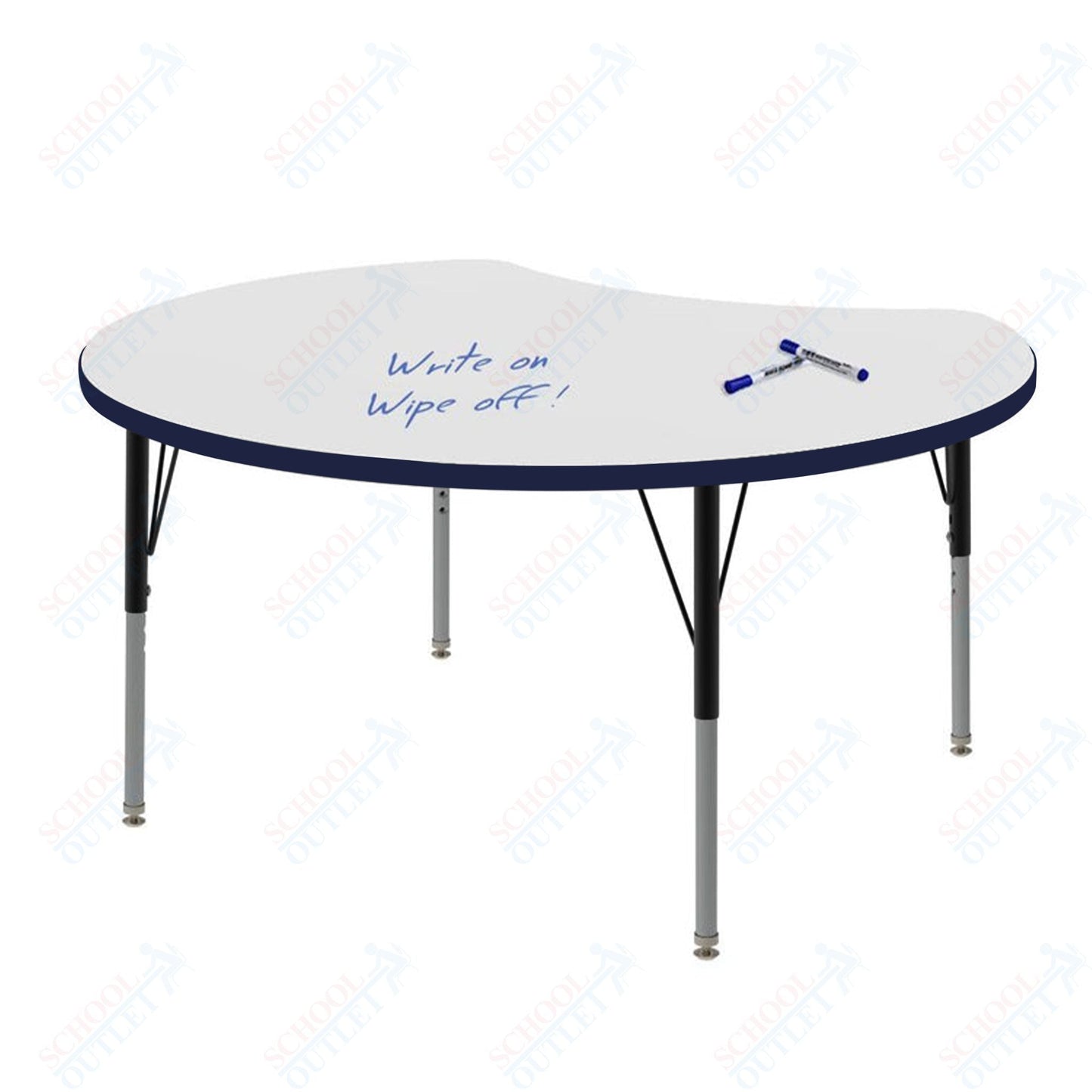 Marco MG2200 Series 48" Scoop Preschool Table w/ Dry Erase Top Adj Height 16" - 24" (MG2296 - DA) - SchoolOutlet
