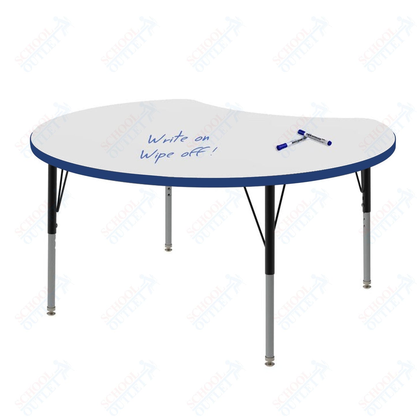 Marco MG2200 Series 48" Scoop Preschool Table w/ Dry Erase Top Adj Height 16" - 24" (MG2296 - DA) - SchoolOutlet
