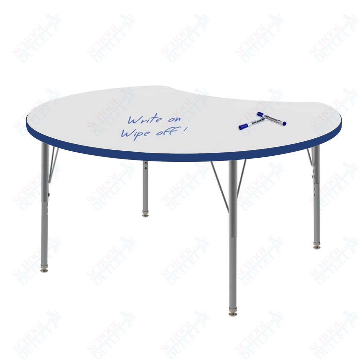 Marco MG2200 Series 48" Scoop Preschool Table w/ Dry Erase Top Adj Height 16" - 24" (MG2296 - DA) - SchoolOutlet