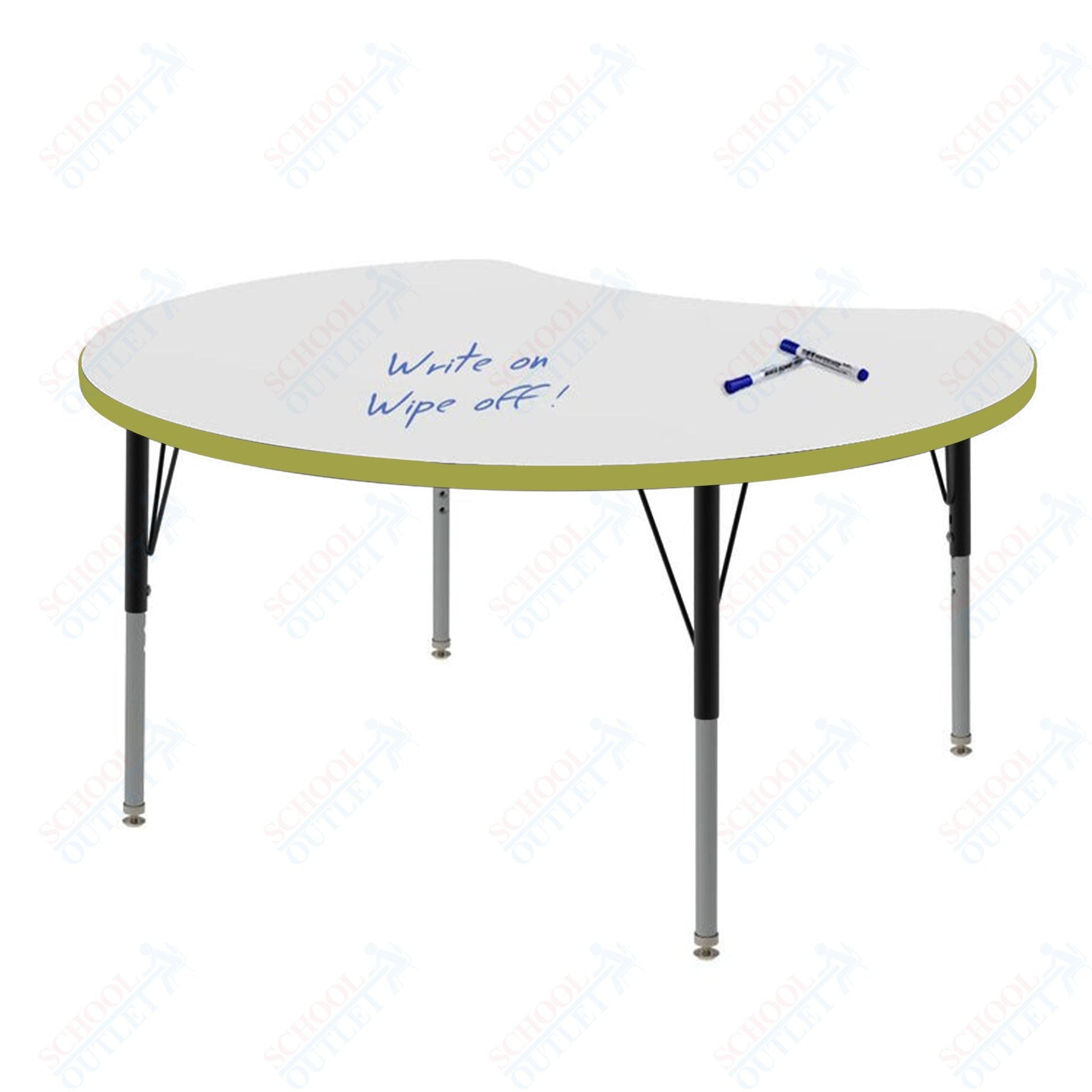Marco MG2200 Series 48" Scoop Preschool Table w/ Dry Erase Top Adj Height 16" - 24" (MG2296 - DA) - SchoolOutlet