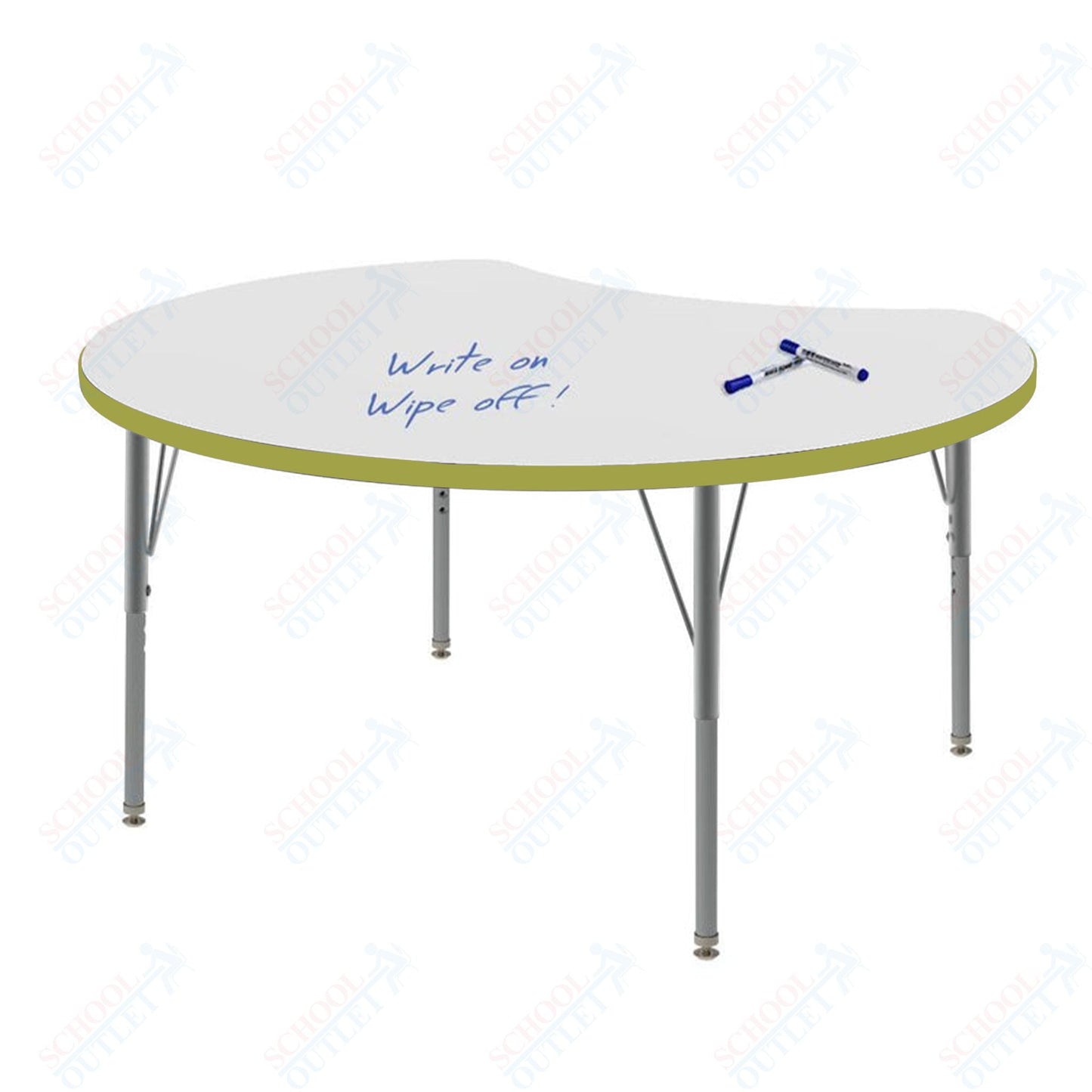 Marco MG2200 Series 48" Scoop Preschool Table w/ Dry Erase Top Adj Height 16" - 24" (MG2296 - DA) - SchoolOutlet