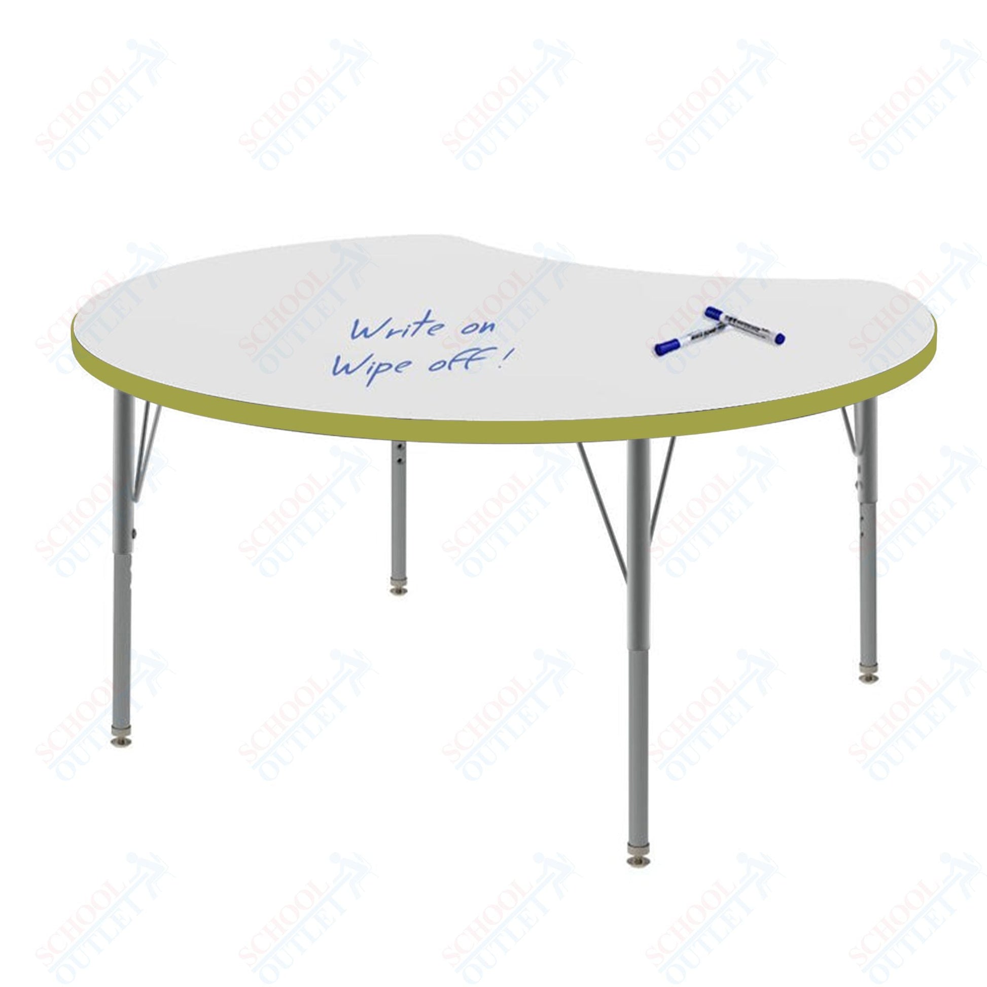 Marco MG2200 Series 48" Scoop Preschool Table w/ Dry Erase Top Adj Height 16" - 24" (MG2296 - DA) - SchoolOutlet