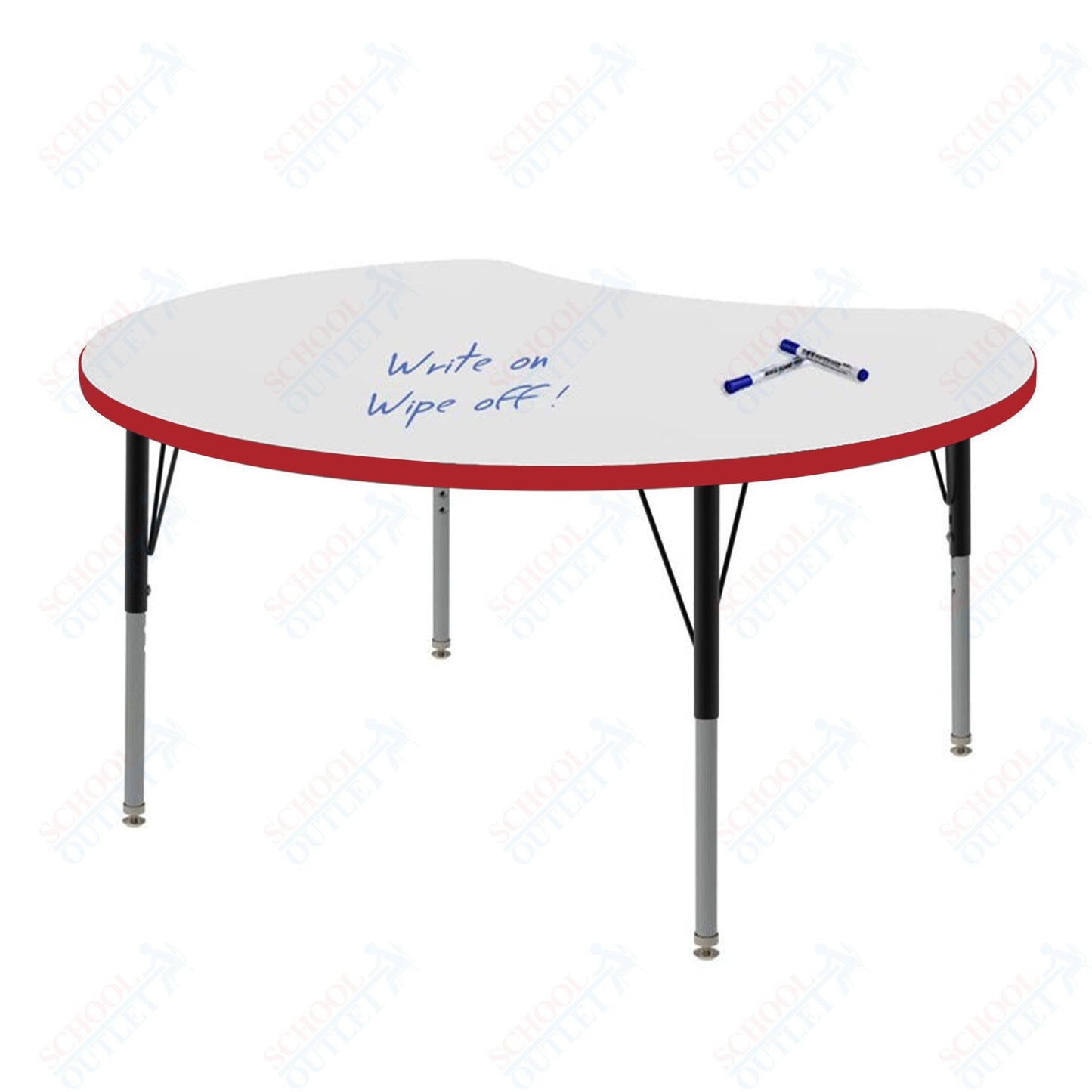 Marco MG2200 Series 48" Scoop Preschool Table w/ Dry Erase Top Adj Height 16" - 24" (MG2296 - DA) - SchoolOutlet