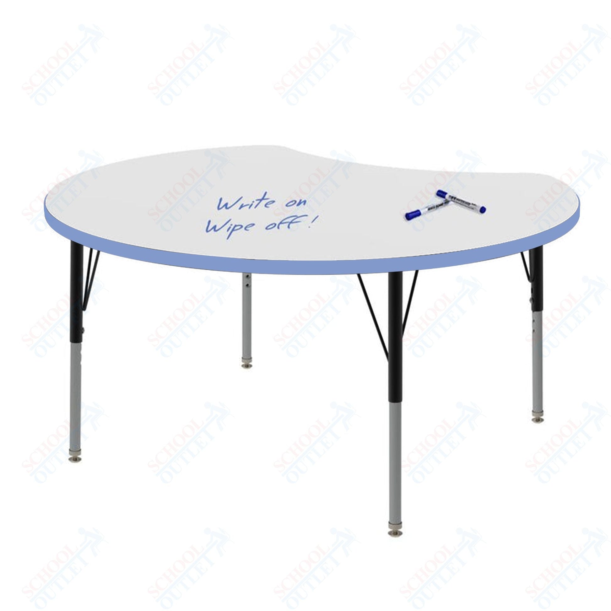 Marco MG2200 Series 48" Scoop Preschool Table w/ Dry Erase Top Adj Height 16" - 24" (MG2296 - DA) - SchoolOutlet