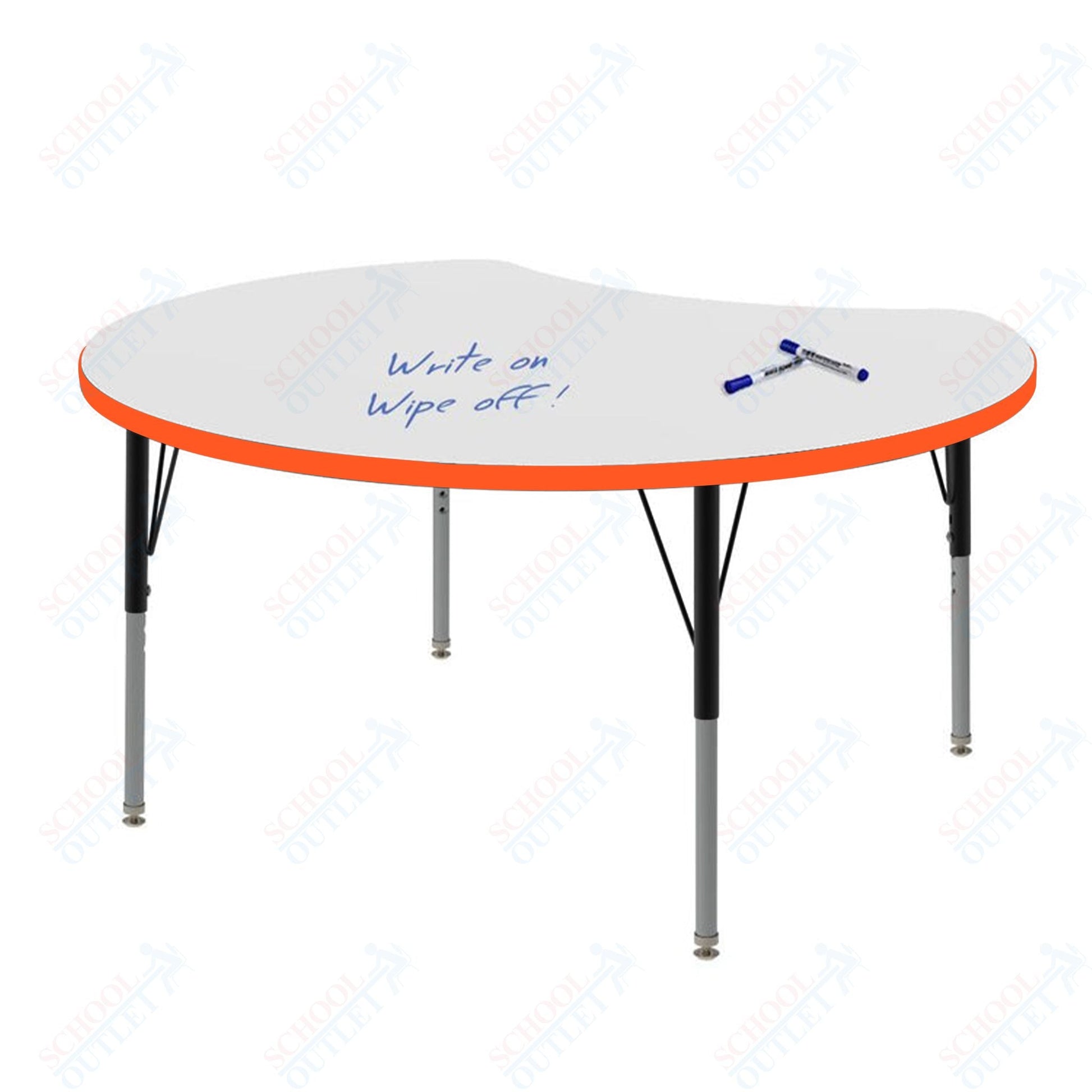 Marco MG2200 Series 48" Scoop Preschool Table w/ Dry Erase Top Adj Height 16" - 24" (MG2296 - DA) - SchoolOutlet