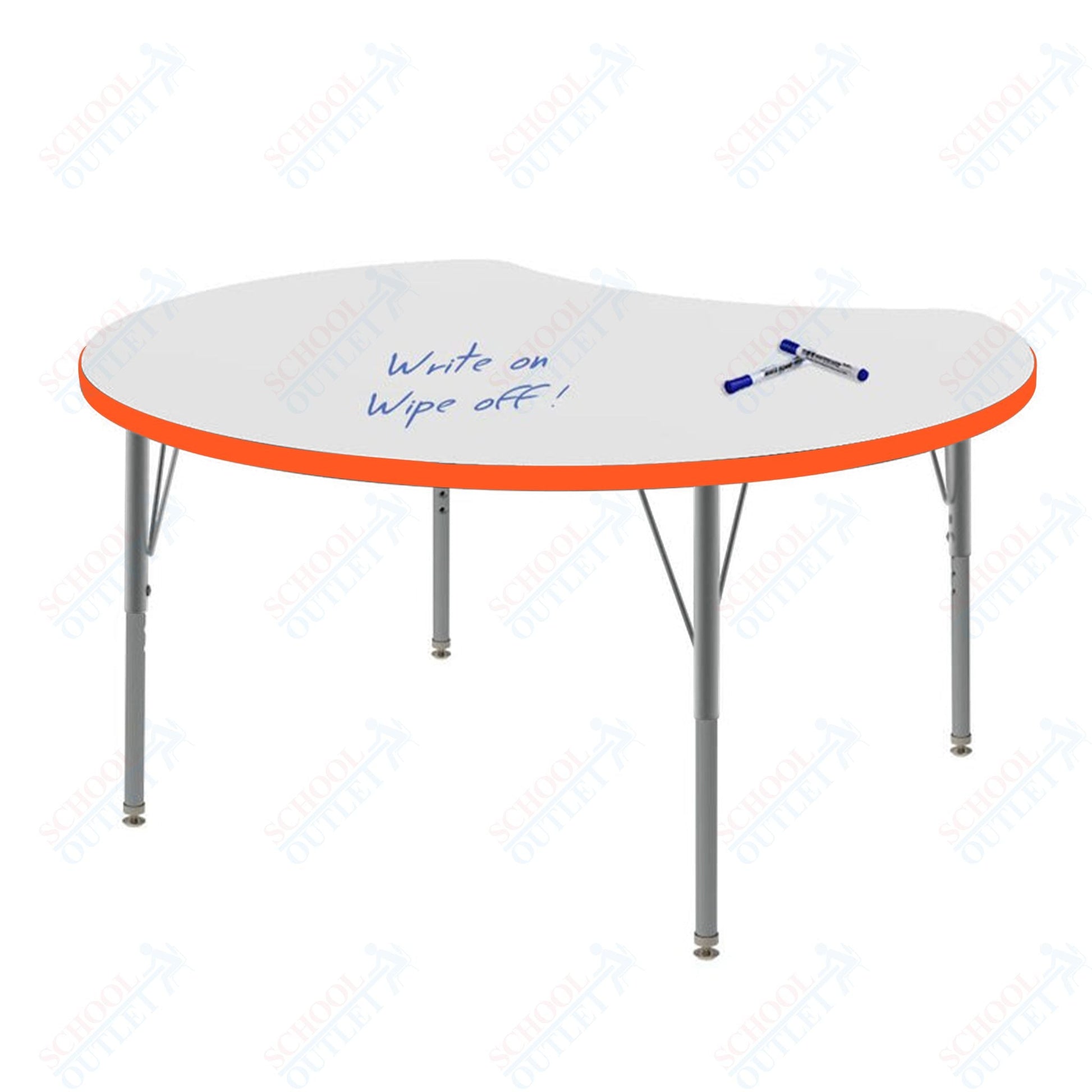 Marco MG2200 Series 48" Scoop Preschool Table w/ Dry Erase Top Adj Height 16" - 24" (MG2296 - DA) - SchoolOutlet