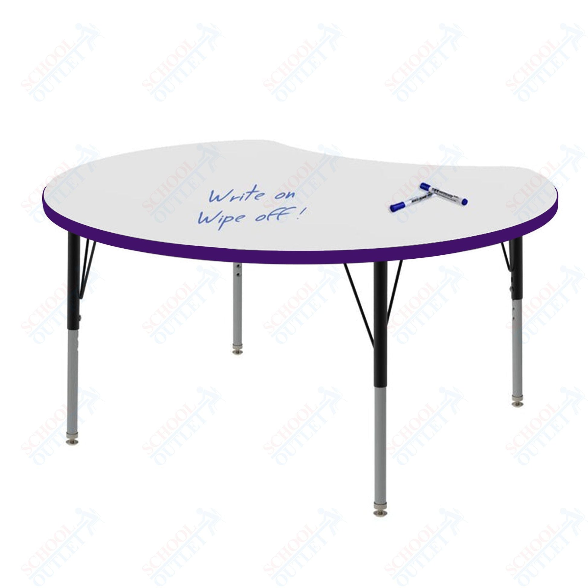 Marco MG2200 Series 48" Scoop Preschool Table w/ Dry Erase Top Adj Height 16" - 24" (MG2296 - DA) - SchoolOutlet