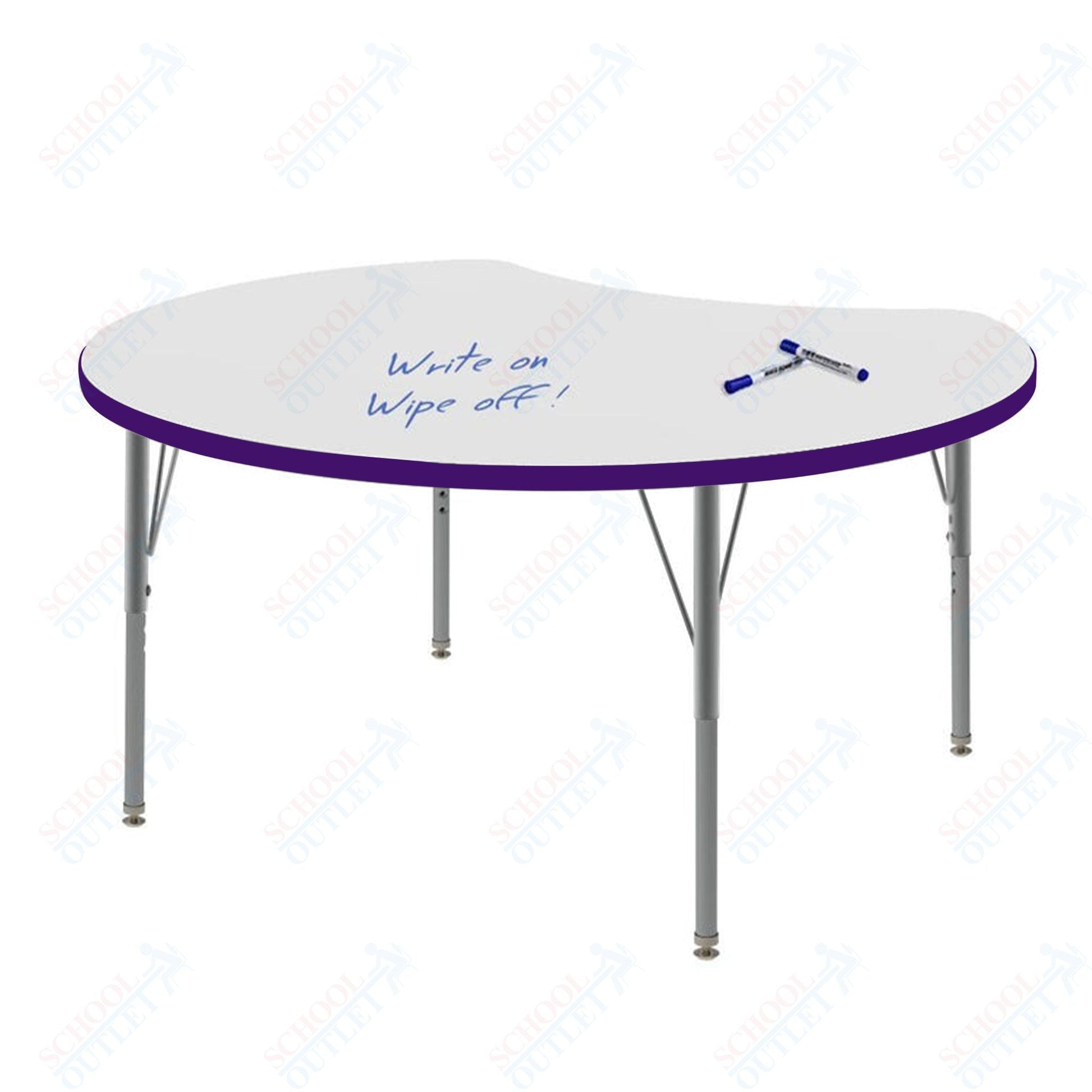 Marco MG2200 Series 48" Scoop Preschool Table w/ Dry Erase Top Adj Height 16" - 24" (MG2296 - DA) - SchoolOutlet