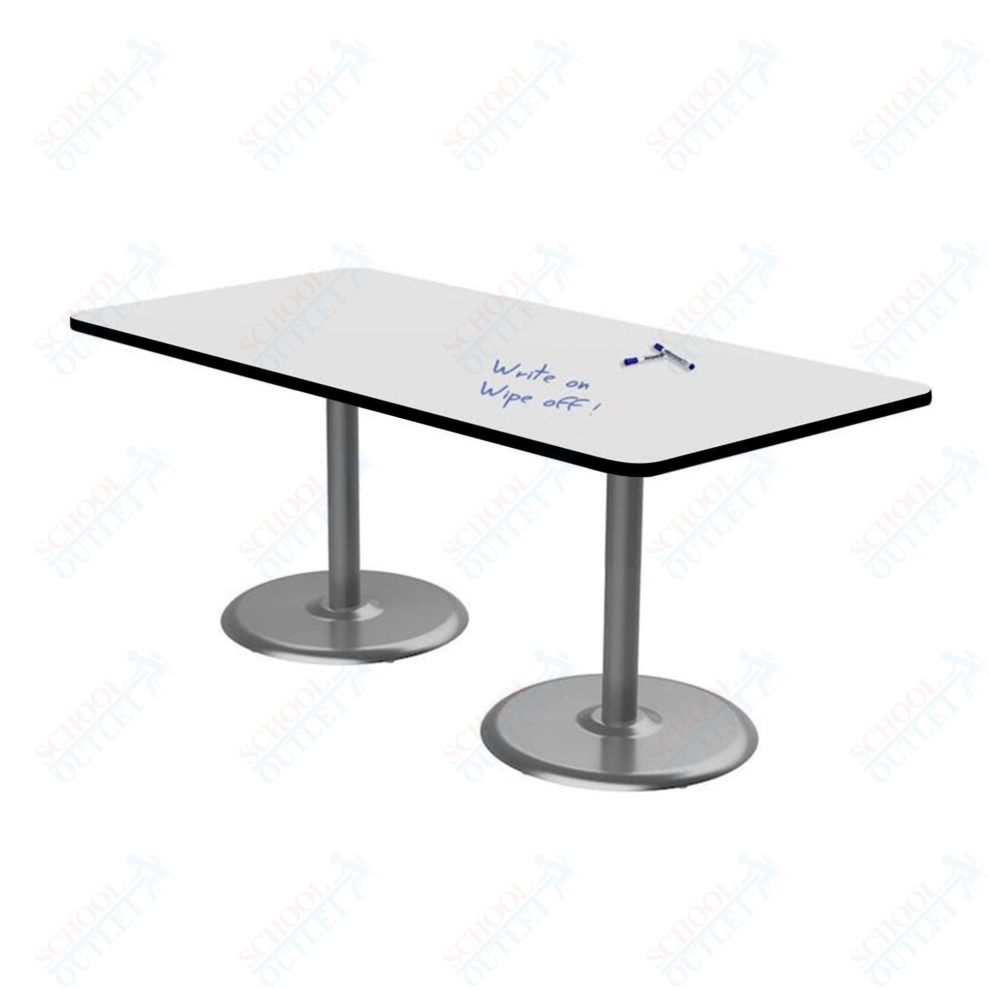 Marco Dual Base Cafe Table w/ Dry Erase Top 36" x 72" Rectangle 29" Height Gray Base (MG2548 - D229) - SchoolOutlet