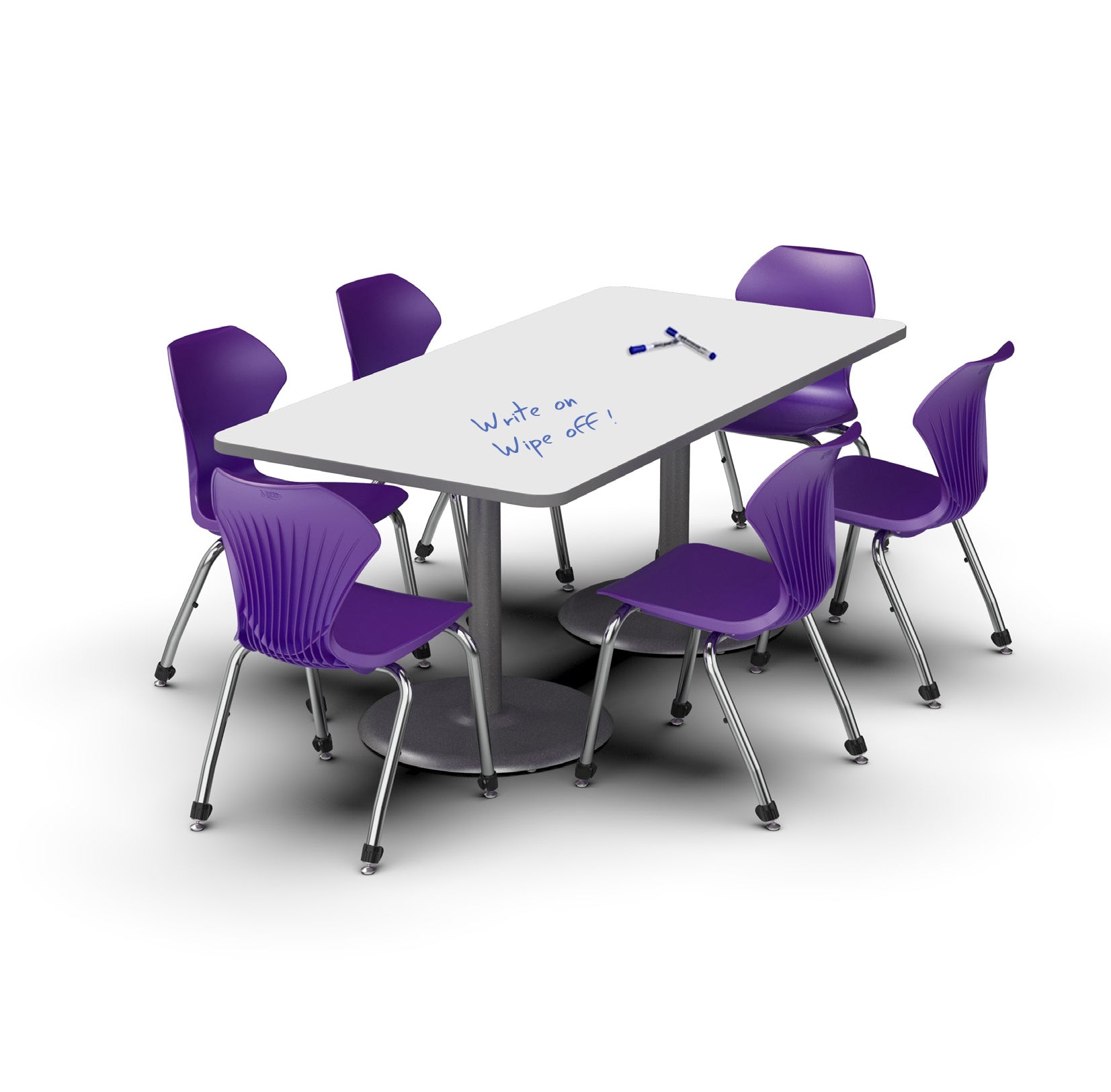 Marco Dual Base Cafe Table w/ Dry Erase Top 36" x 72" Rectangle 29" Height Gray Base (MG2548 - D229) - SchoolOutlet