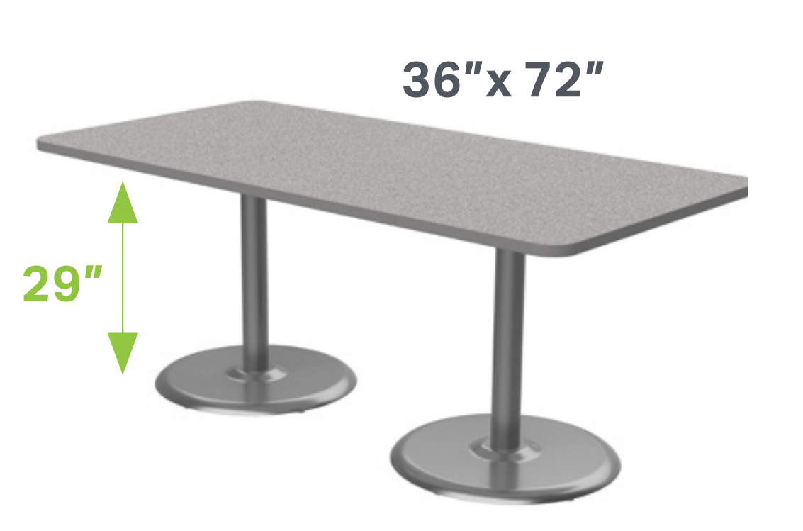Marco Dual Base Cafe Table w/ Dry Erase Top 36" x 72" Rectangle 29" Height Gray Base (MG2548 - D229) - SchoolOutlet