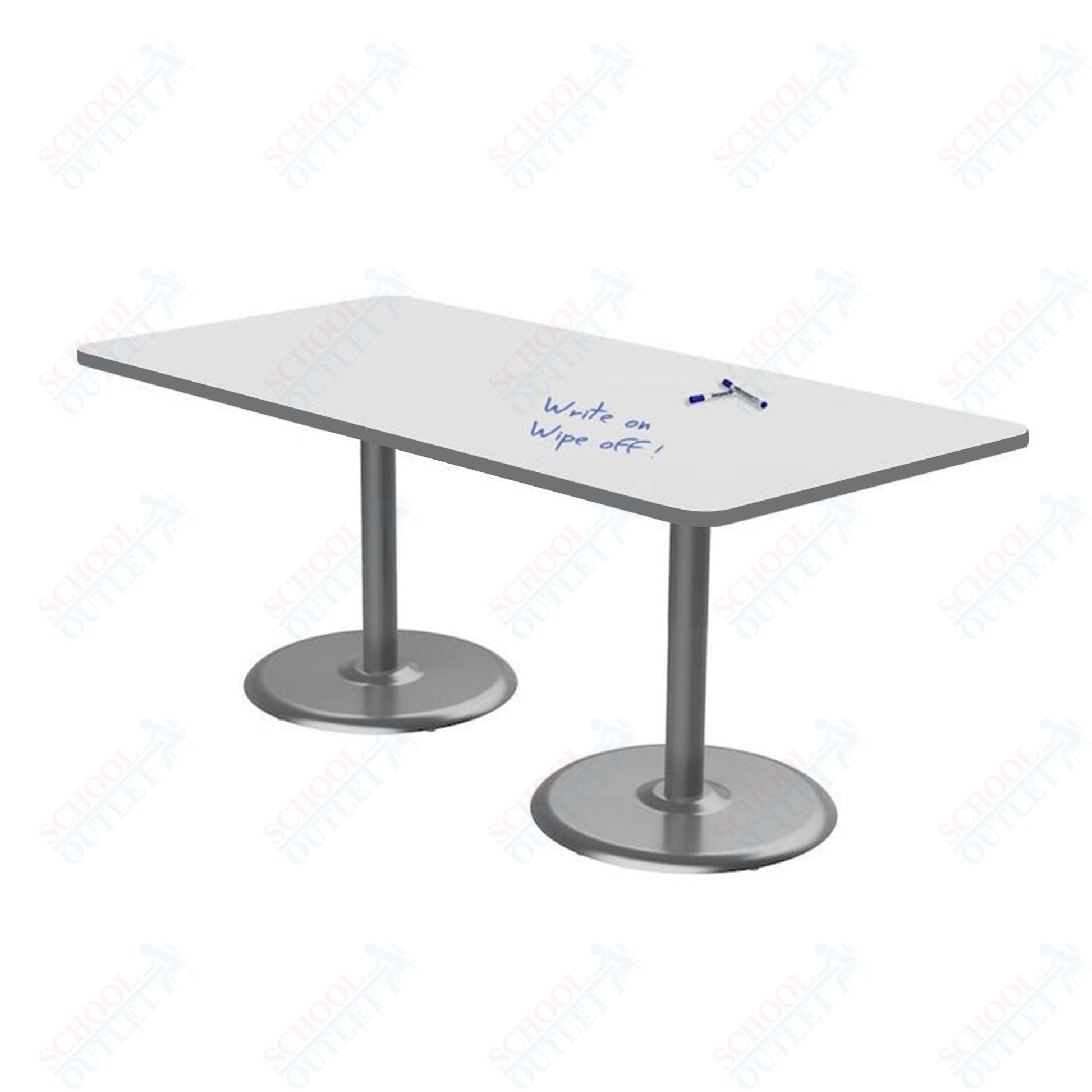 Marco Dual Base Cafe Table w/ Dry Erase Top 36" x 72" Rectangle 29" Height Gray Base (MG2548 - D229) - SchoolOutlet