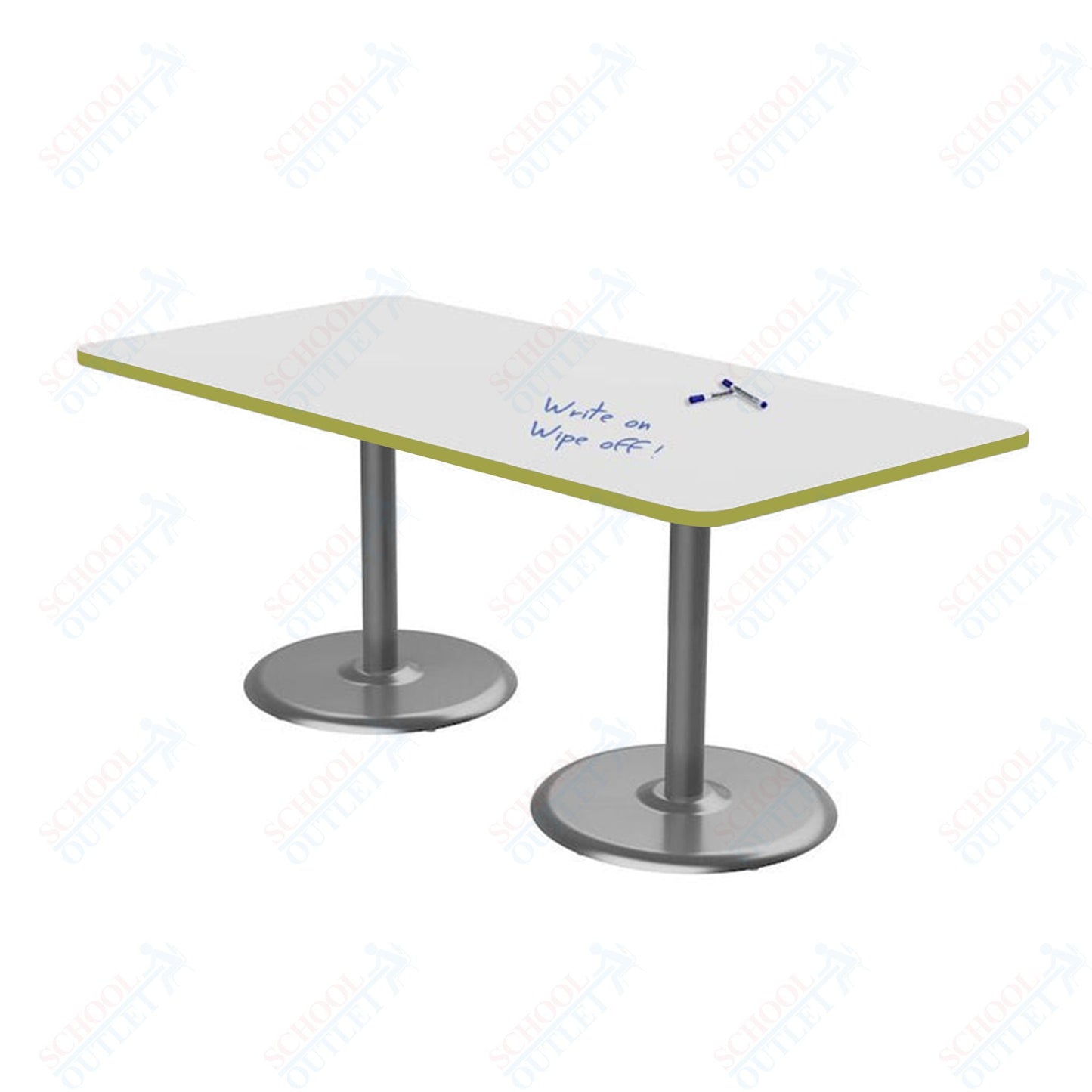 Marco Dual Base Cafe Table w/ Dry Erase Top 36" x 72" Rectangle 29" Height Gray Base (MG2548 - D229) - SchoolOutlet