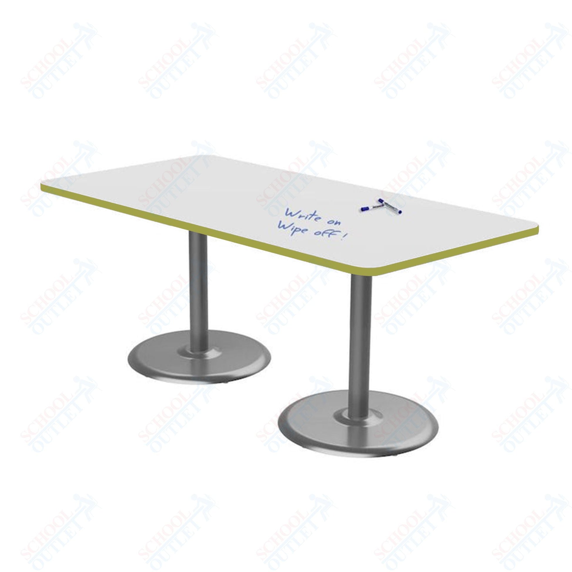 Marco Dual Base Cafe Table w/ Dry Erase Top 36" x 72" Rectangle 29" Height Gray Base (MG2548 - D229) - SchoolOutlet