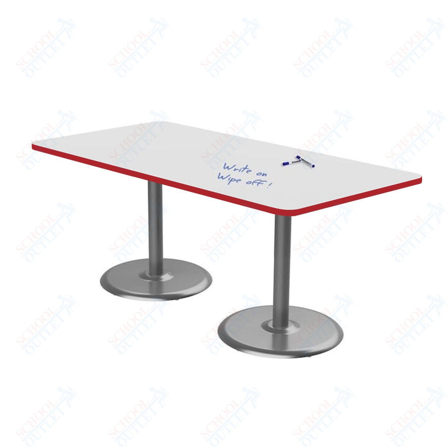 Marco Dual Base Cafe Table w/ Dry Erase Top 36" x 72" Rectangle 29" Height Gray Base (MG2548 - D229) - SchoolOutlet