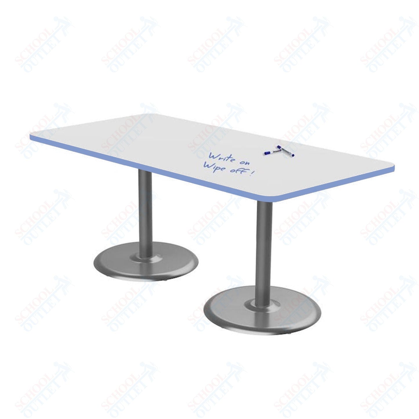 Marco Dual Base Cafe Table w/ Dry Erase Top 36" x 72" Rectangle 29" Height Gray Base (MG2548 - D229) - SchoolOutlet