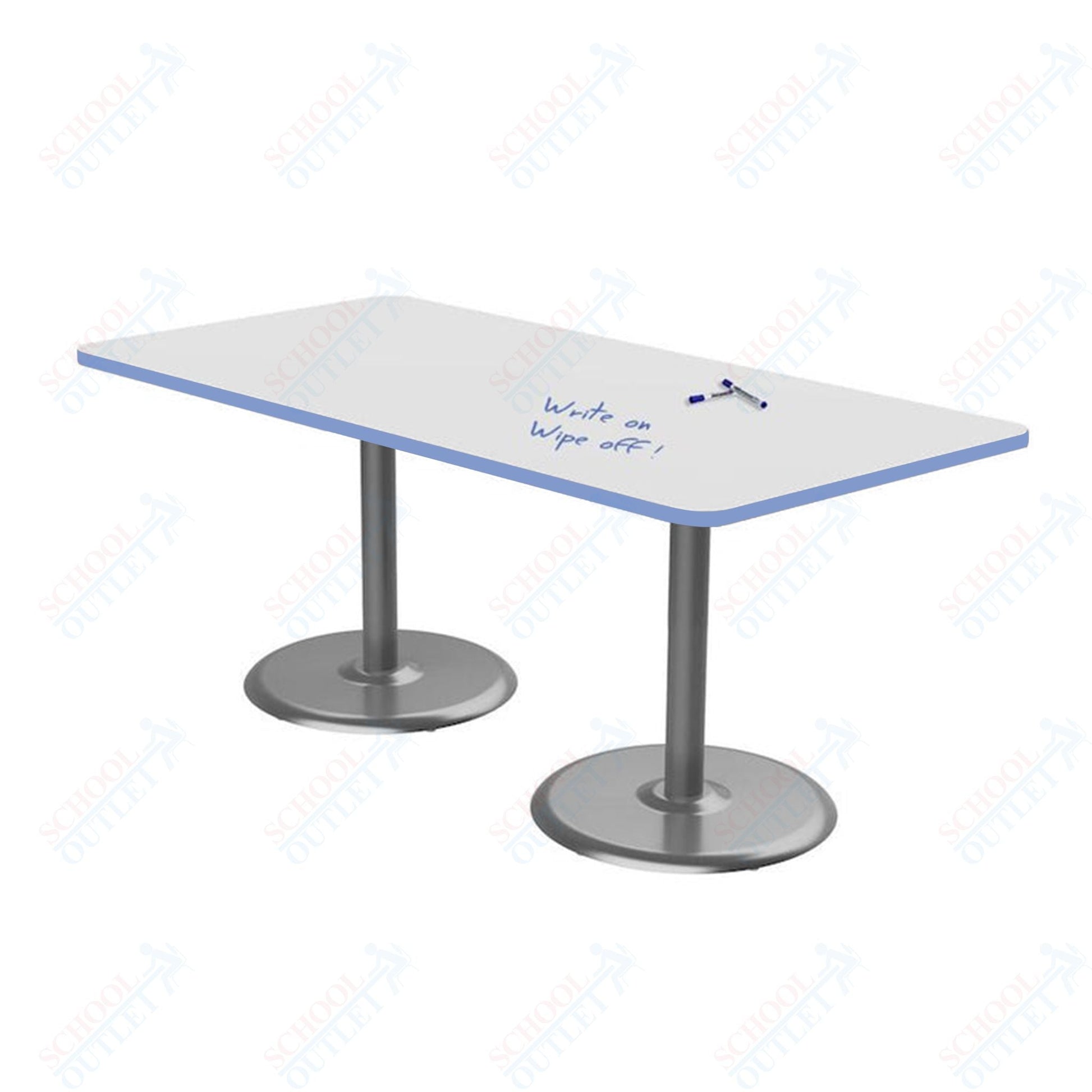 Marco Dual Base Cafe Table w/ Dry Erase Top 36" x 72" Rectangle 29" Height Gray Base (MG2548 - D229) - SchoolOutlet