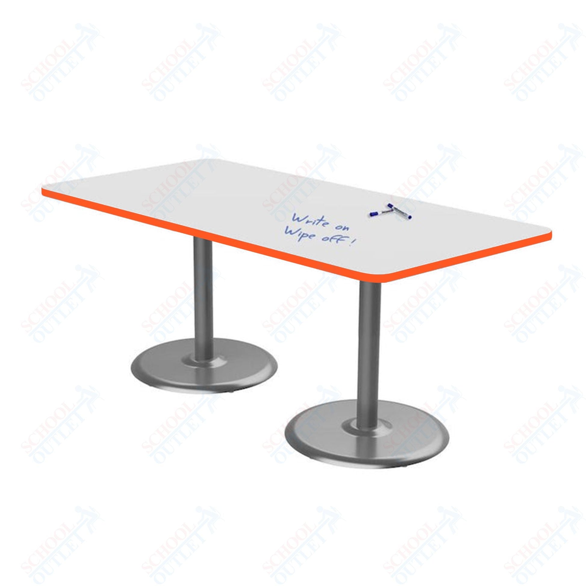 Marco Dual Base Cafe Table w/ Dry Erase Top 36" x 72" Rectangle 29" Height Gray Base (MG2548 - D229) - SchoolOutlet