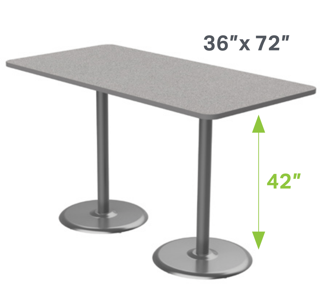 Marco Dual Base Cafe Table 36" x 72" Rectangle 42" Height Gray Base (MG2548 - M242) - SchoolOutlet