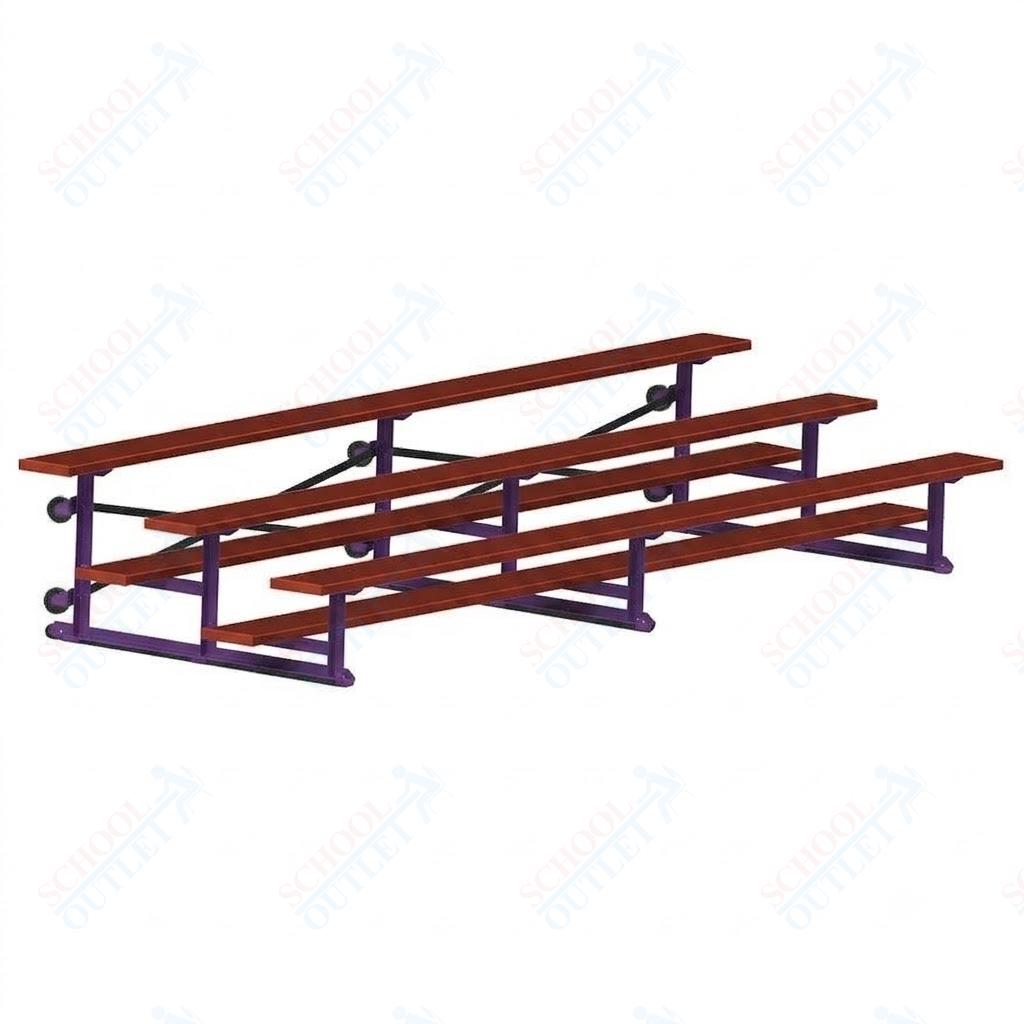 Jaypro Sports Bleacher - 3 Row - Tip & Roll, Single Foot Plank, Powder Coated - 15' L (BLCH-3TRGPC)