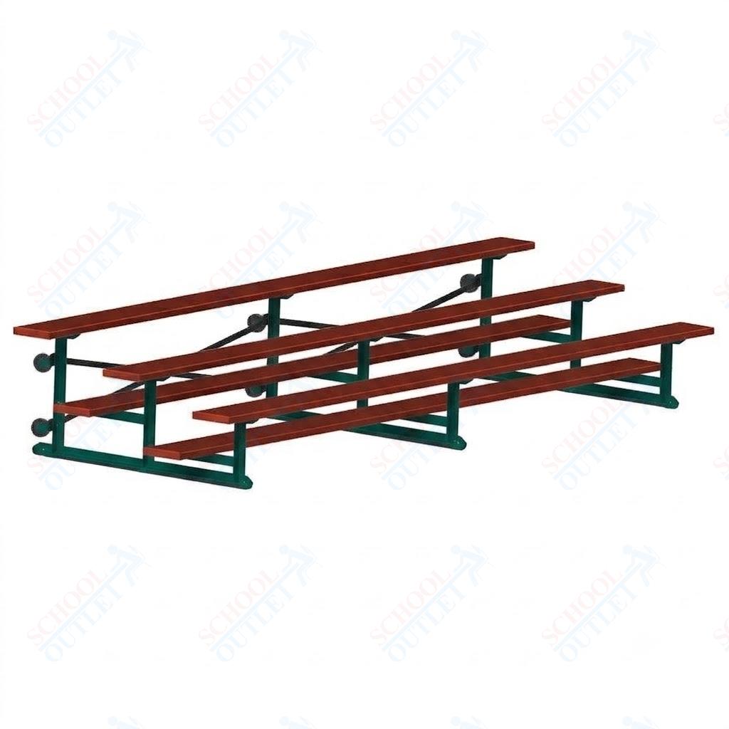Jaypro Sports Bleacher - 3 Row - Tip & Roll, Single Foot Plank, Powder Coated - 15' L (BLCH-3TRGPC)