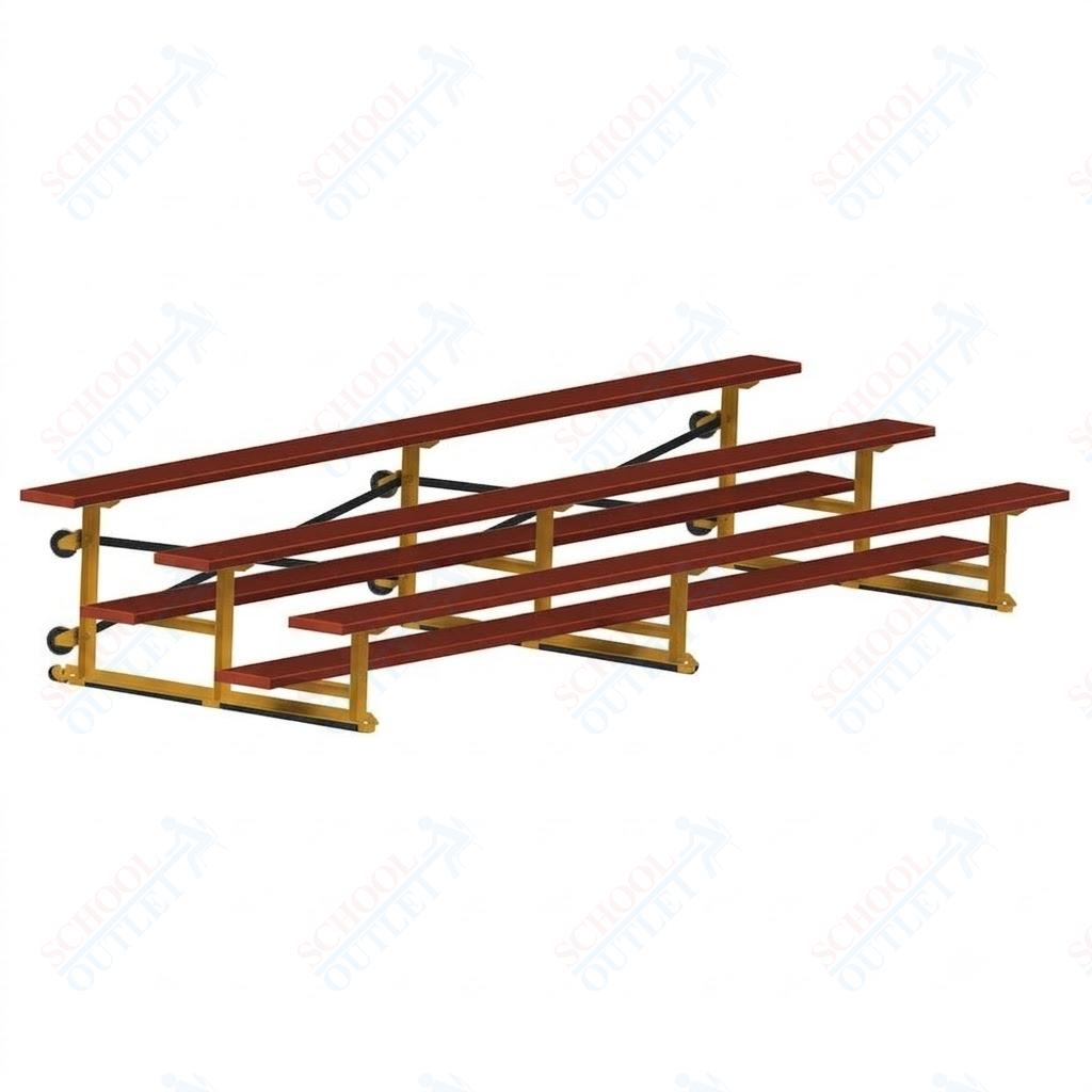 Jaypro Sports Bleacher - 3 Row - Tip & Roll, Single Foot Plank, Powder Coated - 15' L (BLCH-3TRGPC)